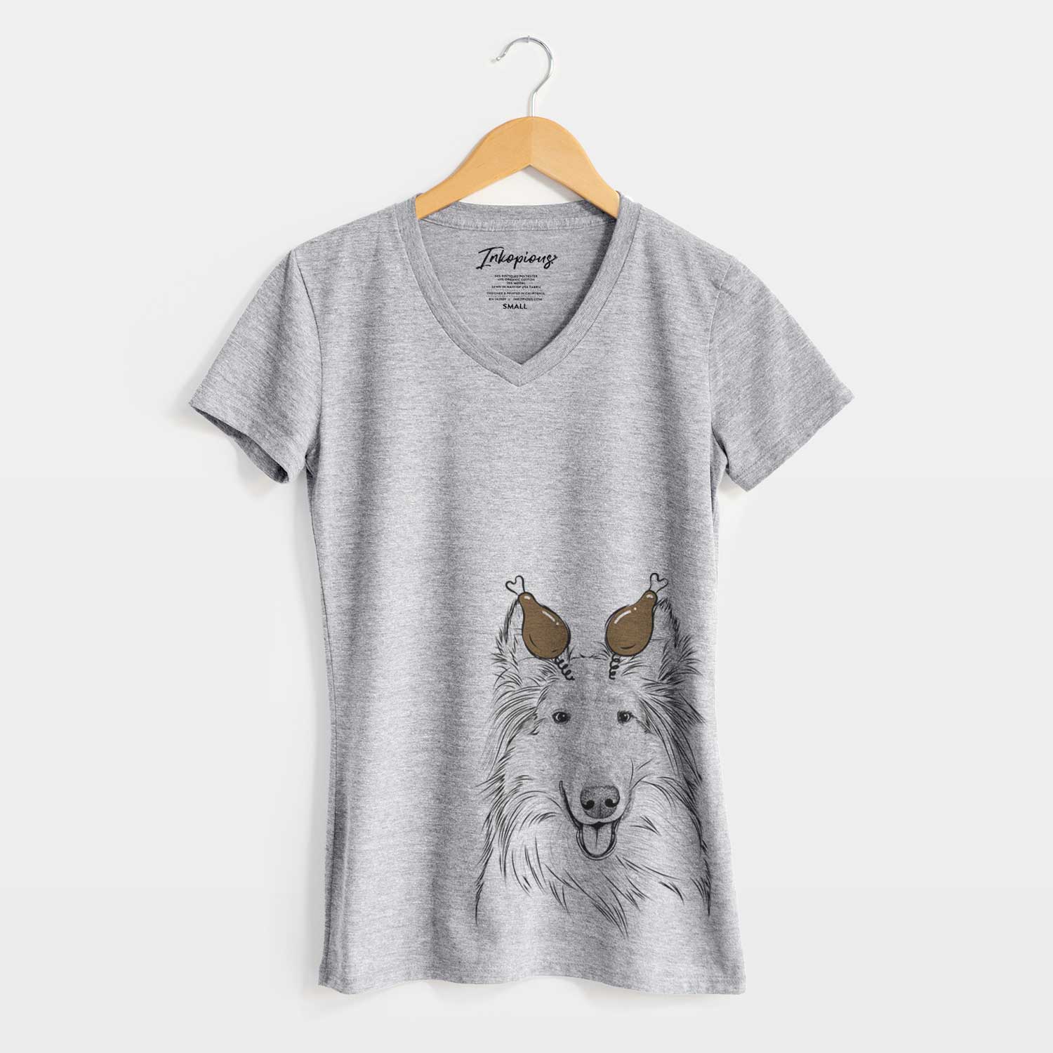 Thanksgiving Conrad the Rough Collie - Women's V-neck Shirt