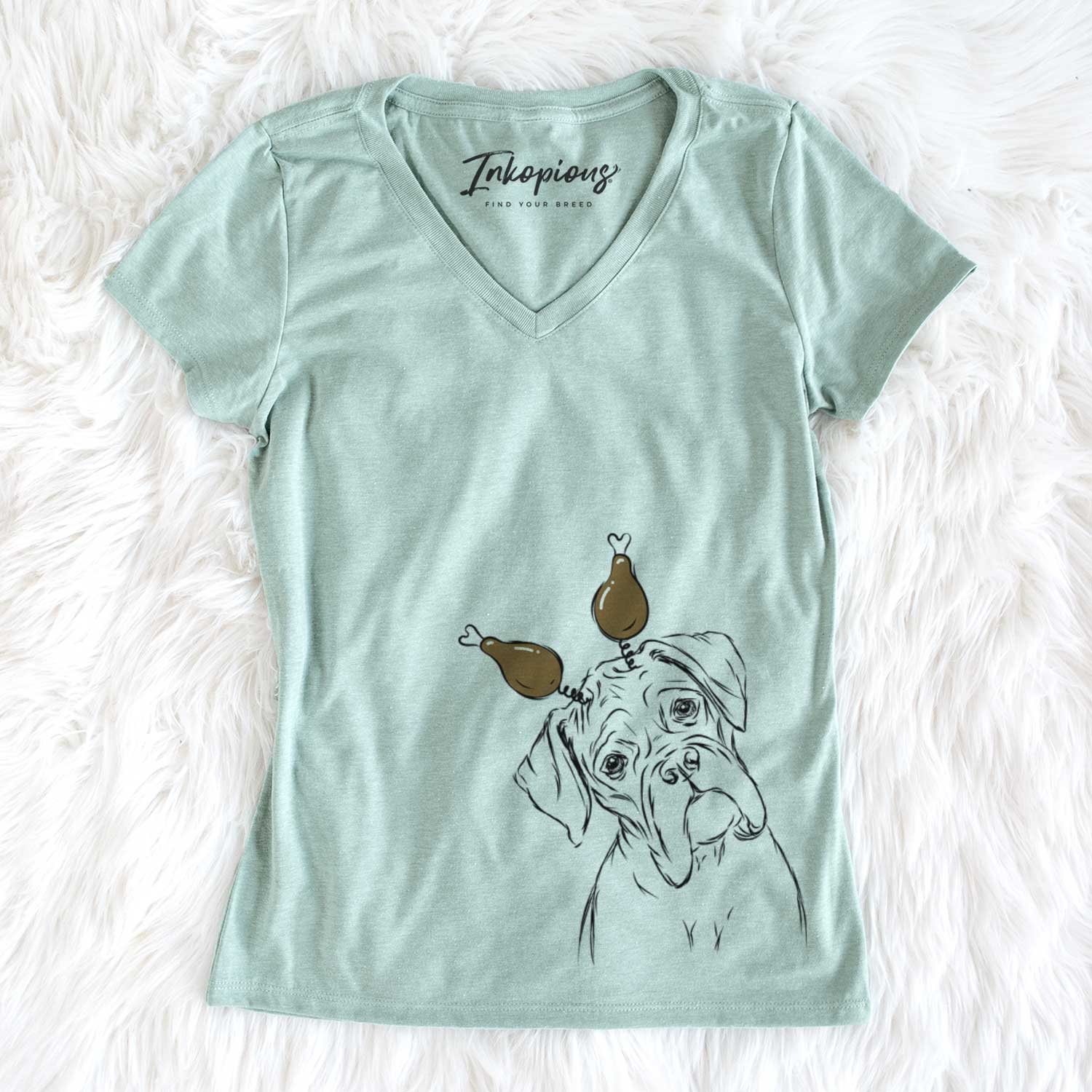 Thanksgiving Cooper the Boxer - Women's V-neck Shirt