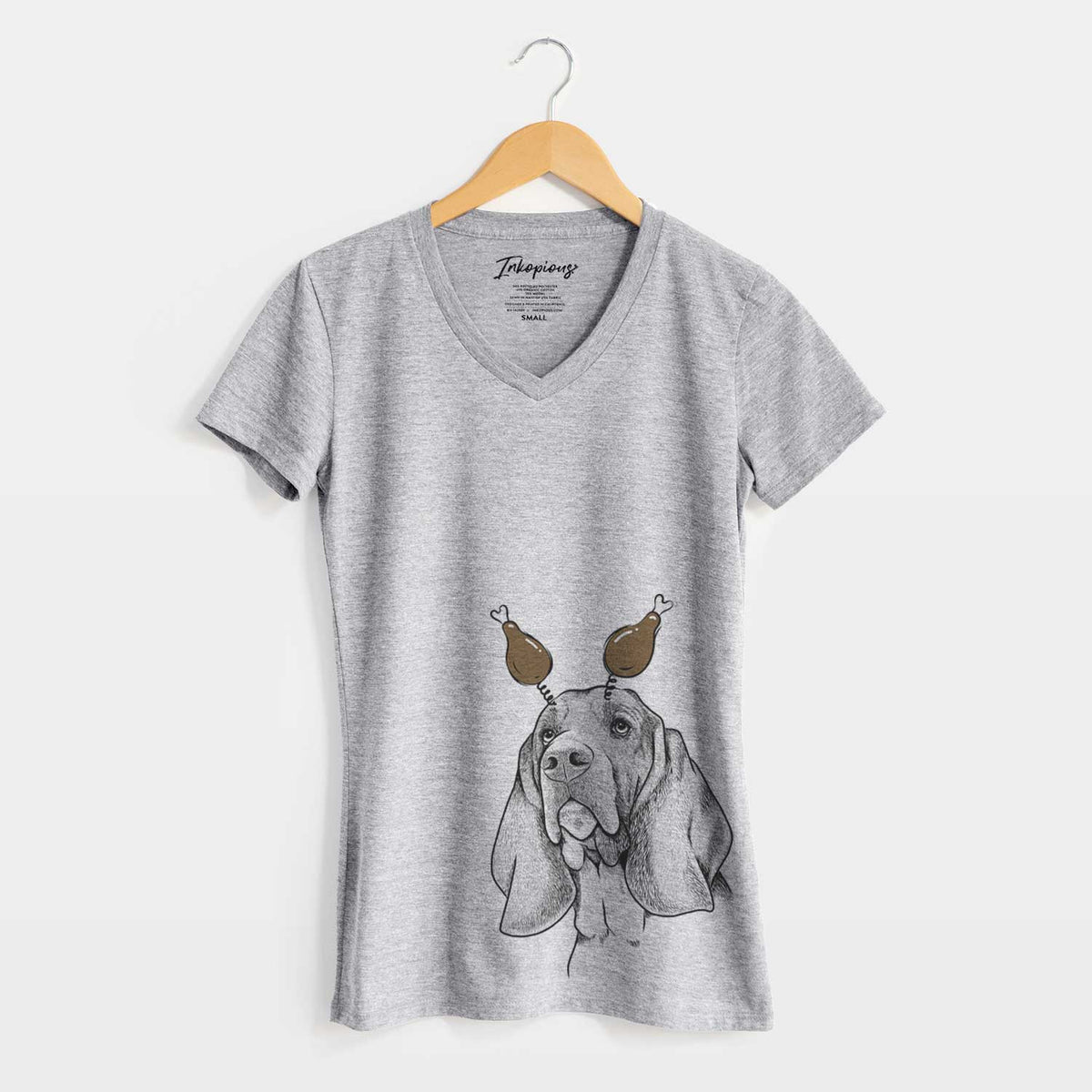 Thanksgiving Cooper the Basset Hound - Women's V-neck Shirt