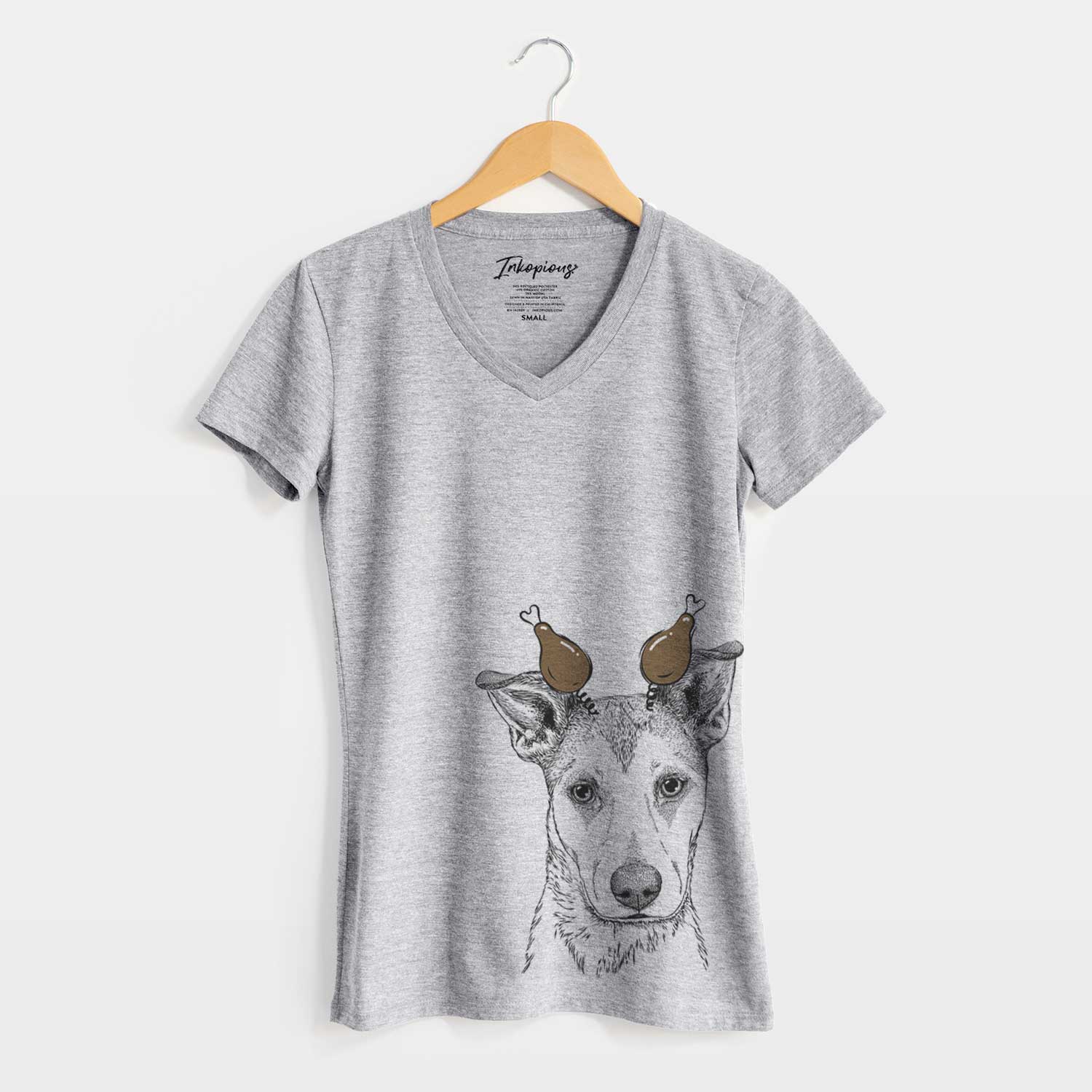 Thanksgiving Coral the Mixed Breed - Women's V-neck Shirt