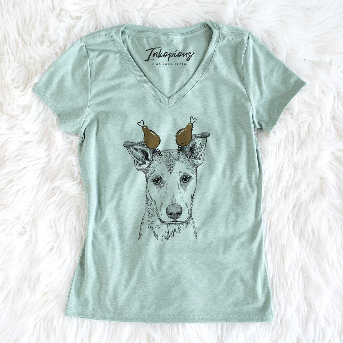 Thanksgiving Coral the Mixed Breed - Women's V-neck Shirt