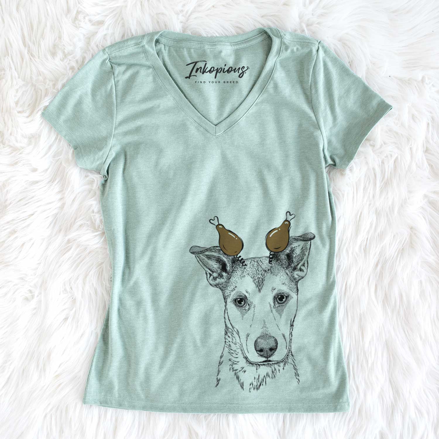 Thanksgiving Coral the Mixed Breed - Women's V-neck Shirt