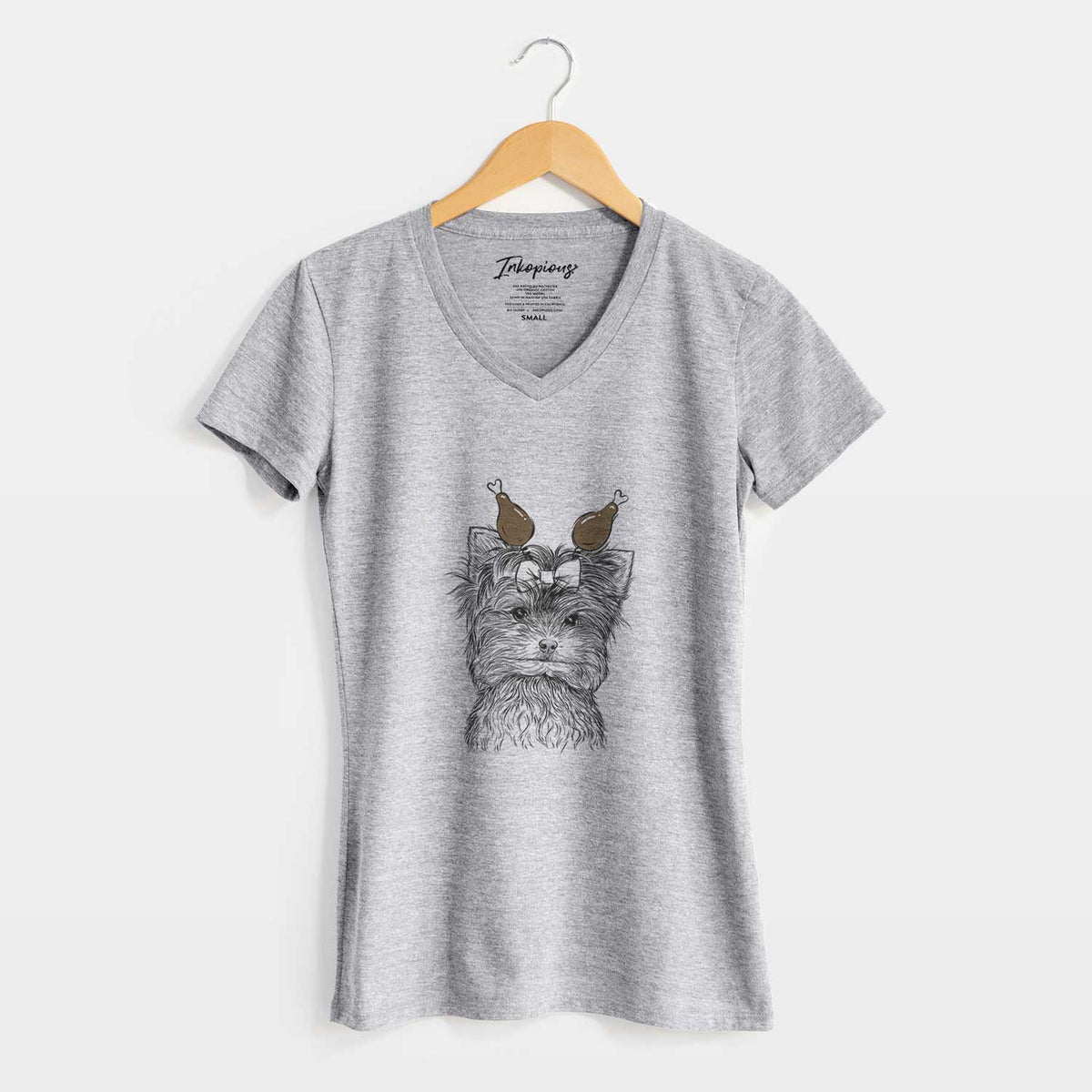 Thanksgiving Cricket the Biewer Terrier - Women's V-neck Shirt