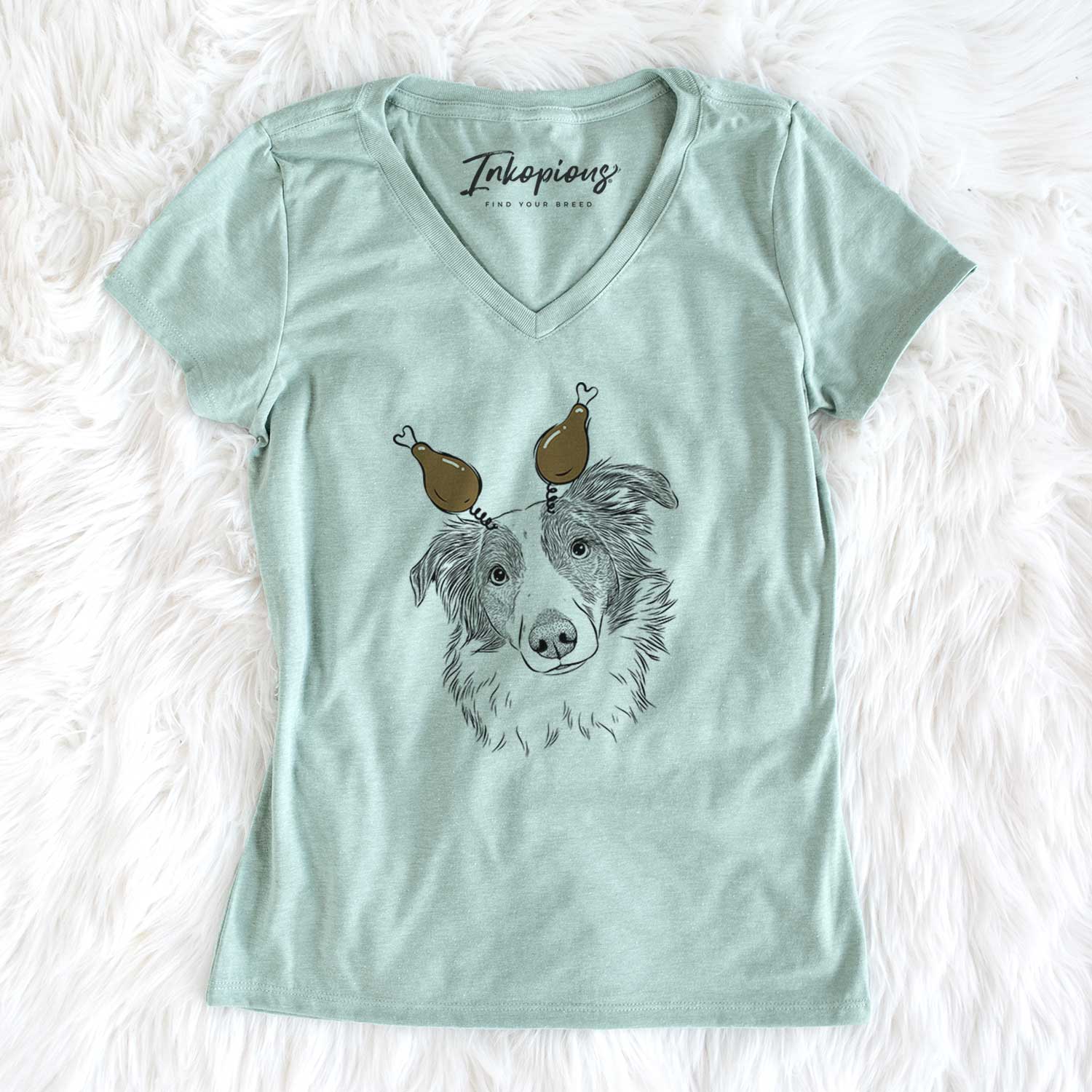 Thanksgiving Cyclone the Australian Shepherd - Women's V-neck Shirt