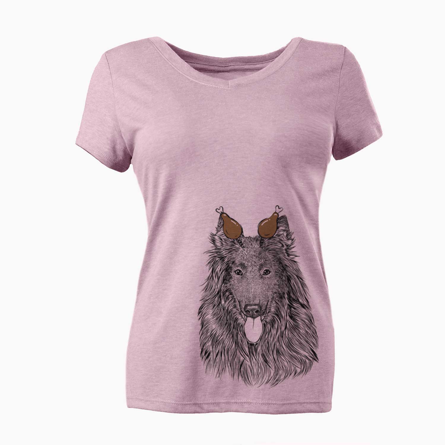 Thanksgiving Daan the Belgian Shepherd - Women's V-neck Shirt