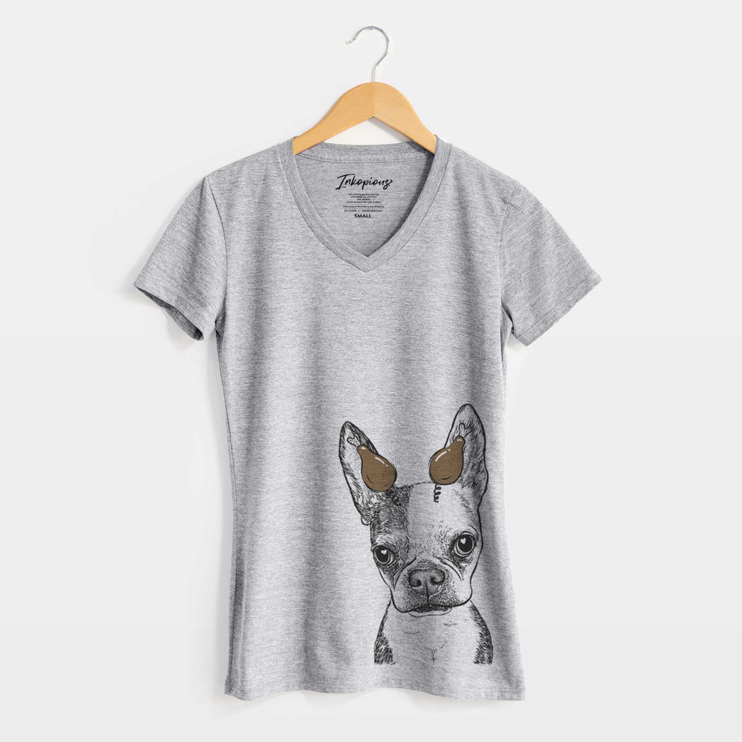 Thanksgiving Daisy the Boston Terrier - Women's V-neck Shirt