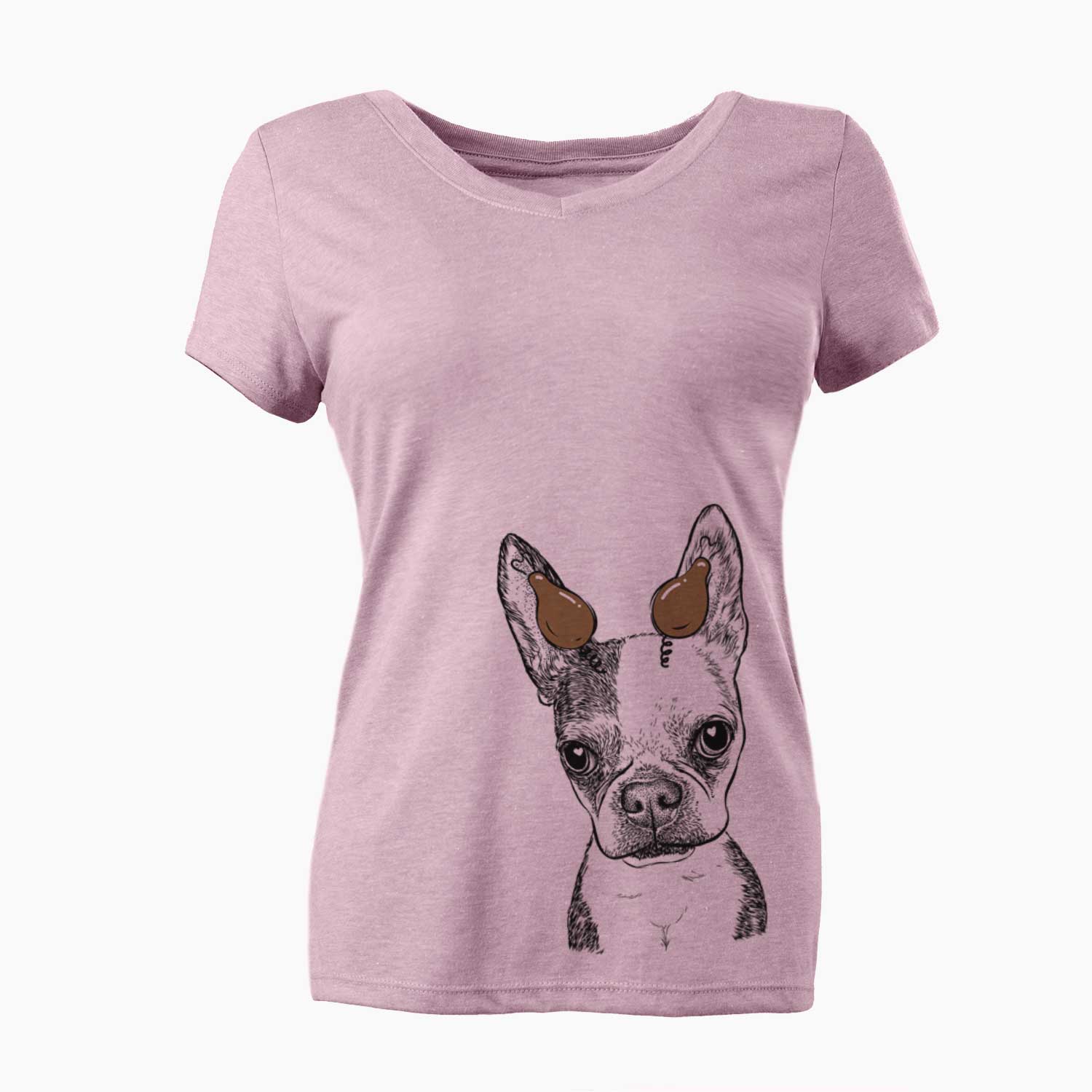 Thanksgiving Daisy the Boston Terrier - Women's V-neck Shirt