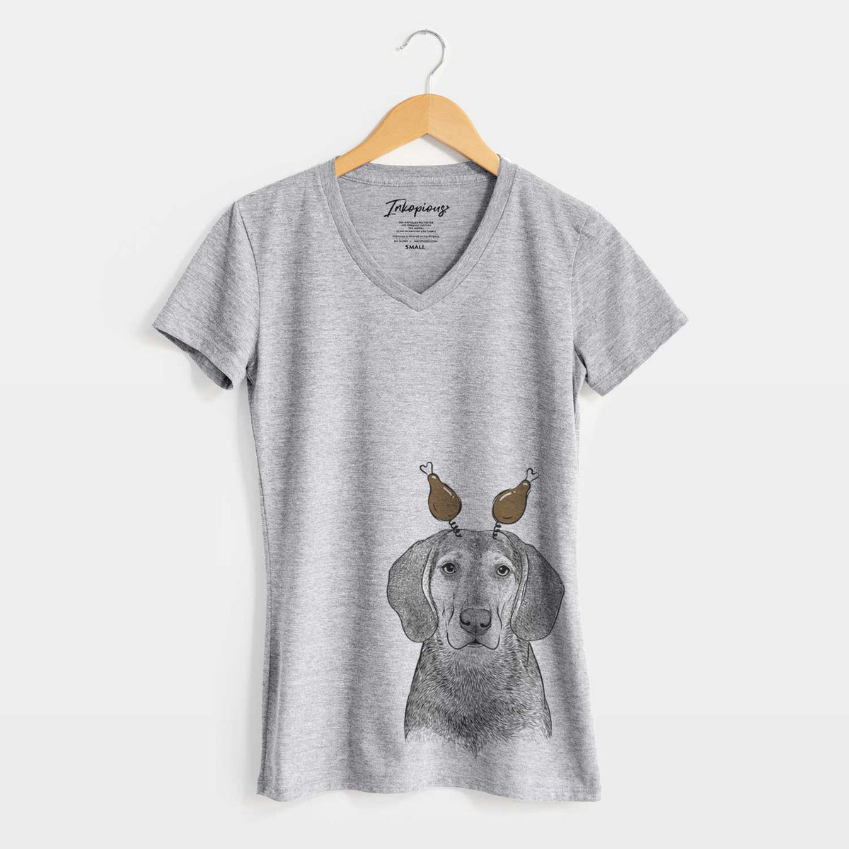 Thanksgiving Daisy the Hound Mix - Women's V-neck Shirt
