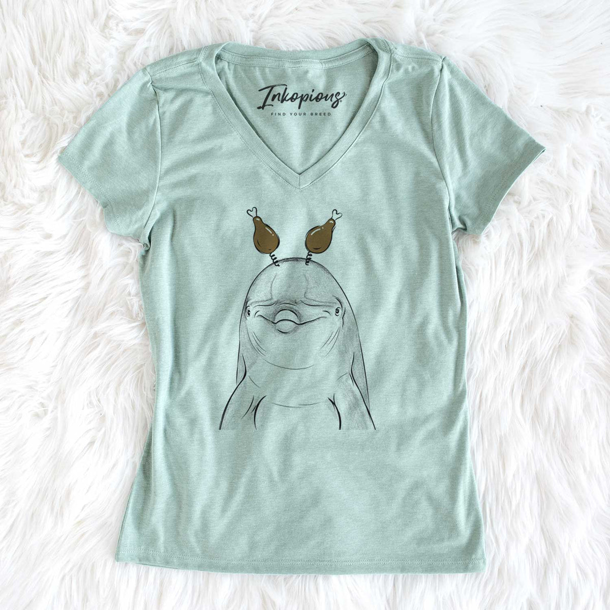 Thanksgiving Dave the Dolphin - Women's V-neck Shirt
