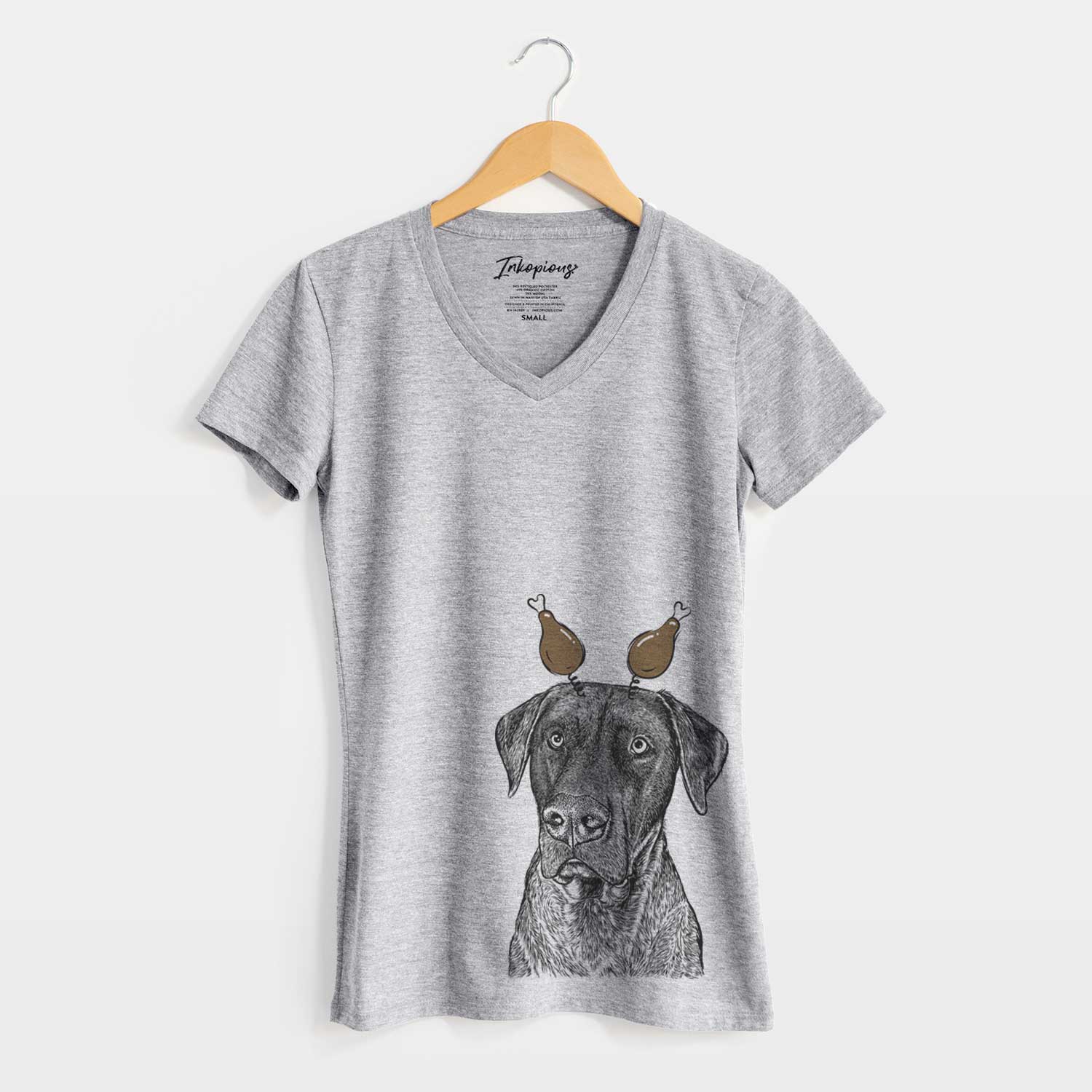 Thanksgiving David the Boxador - Women's V-neck Shirt