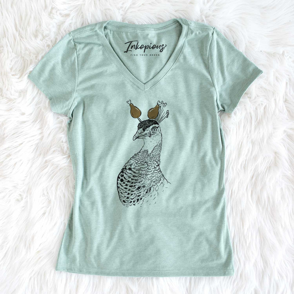 Thanksgiving Dee the Peahen - Women's V-neck Shirt