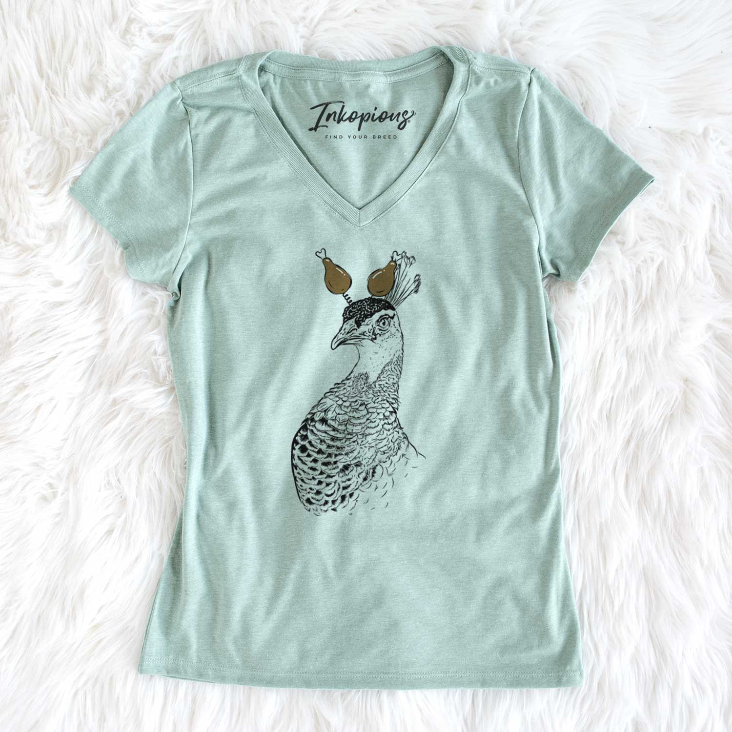 Thanksgiving Dee the Peahen - Women's V-neck Shirt