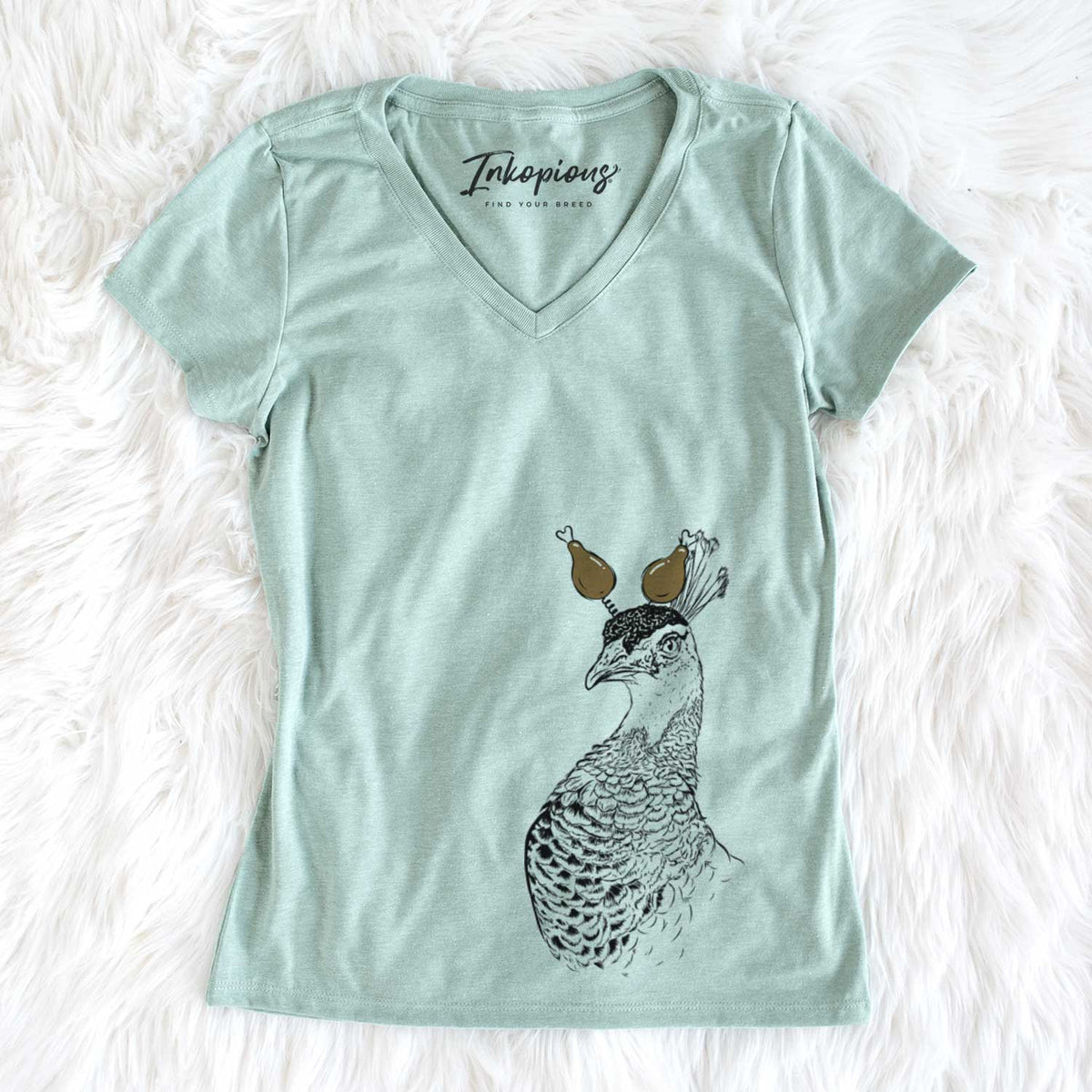 Thanksgiving Dee the Peahen - Women's V-neck Shirt