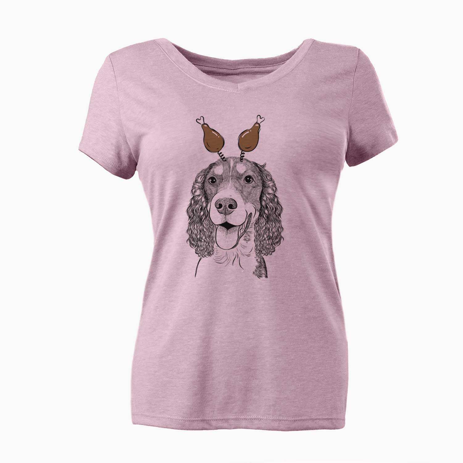 Thanksgiving Delilah the English Springer Spaniel - Women's V-neck Shirt