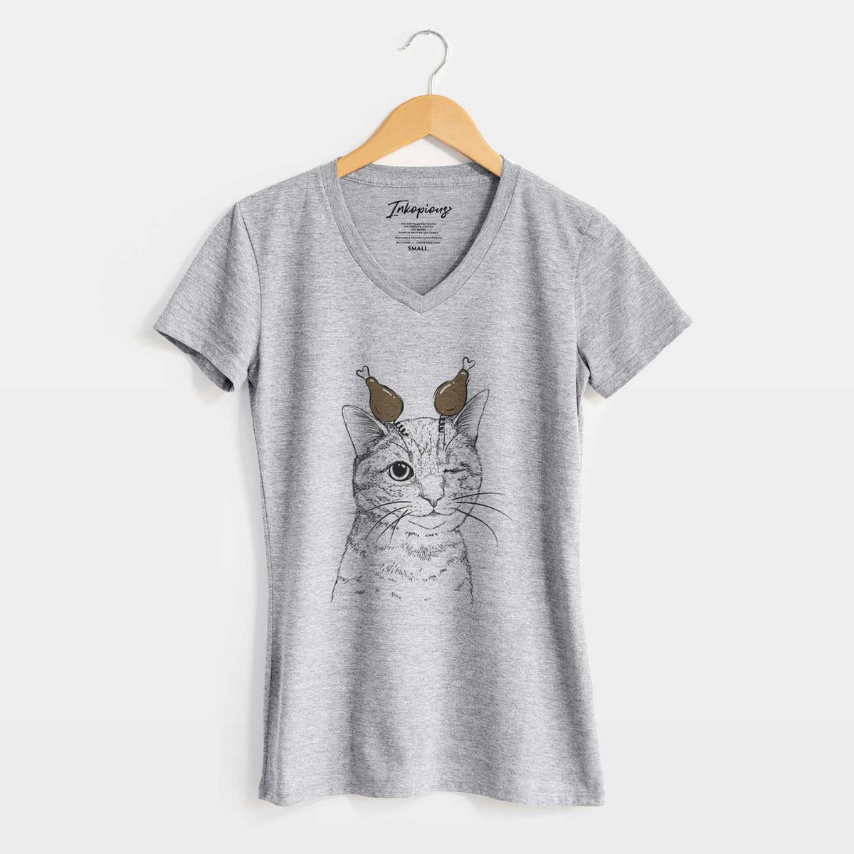 Thanksgiving Dexter the Domestic Shorthair - Women's V-neck Shirt