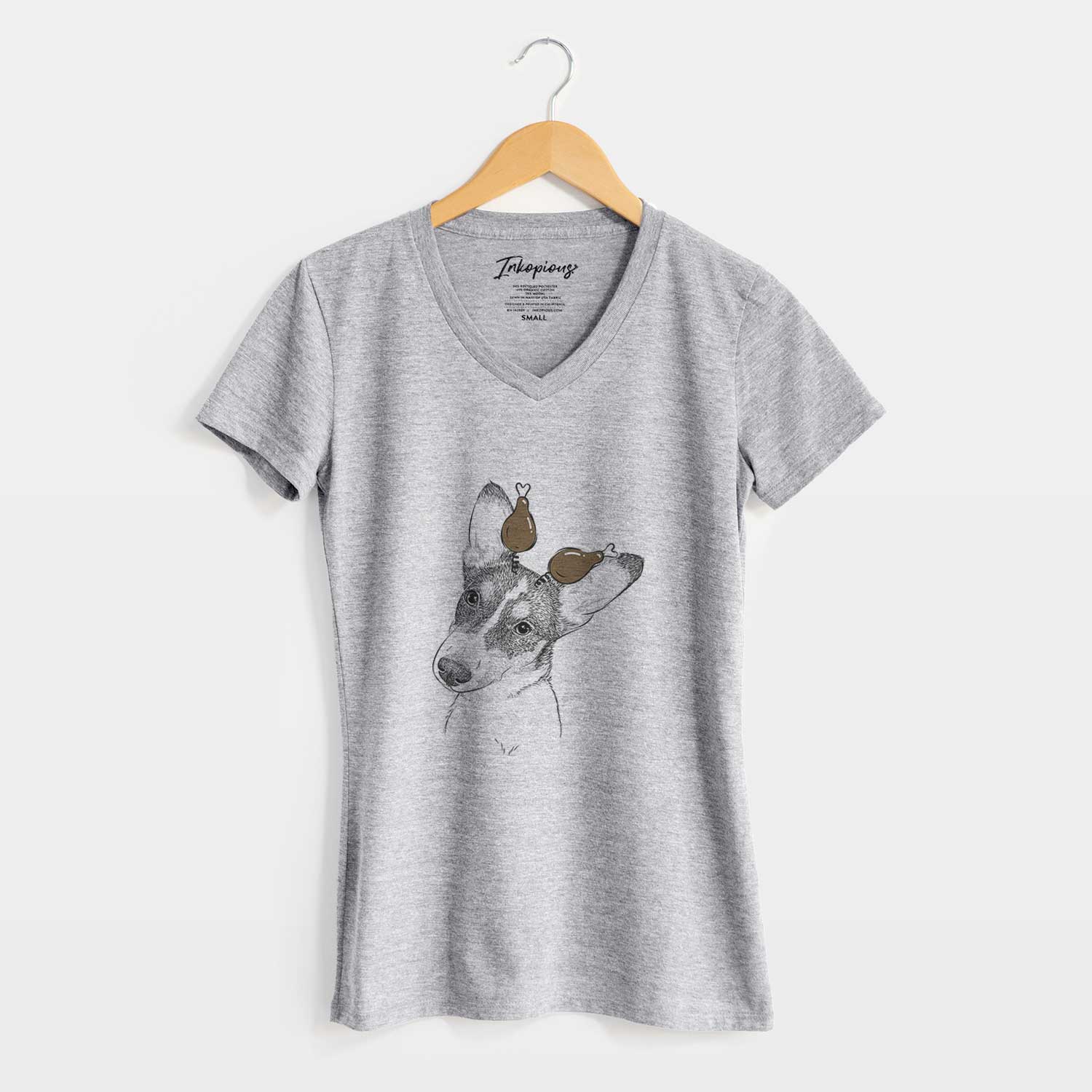 Thanksgiving Dexter the Corgi - Women's V-neck Shirt