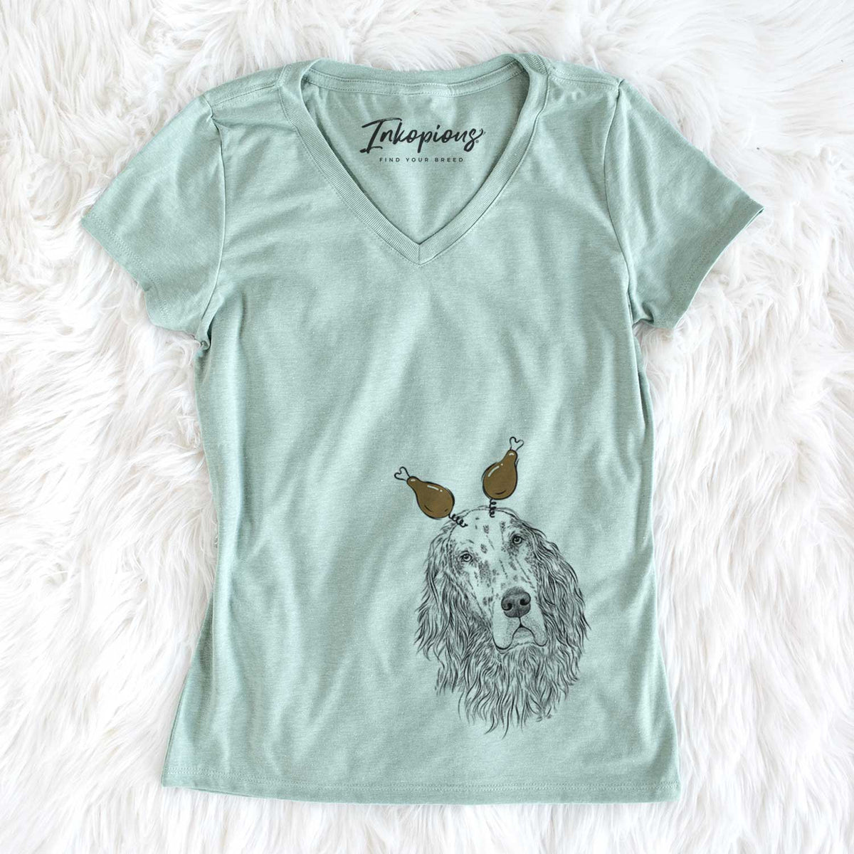 Thanksgiving Dexter the English Setter - Women&#39;s V-neck Shirt