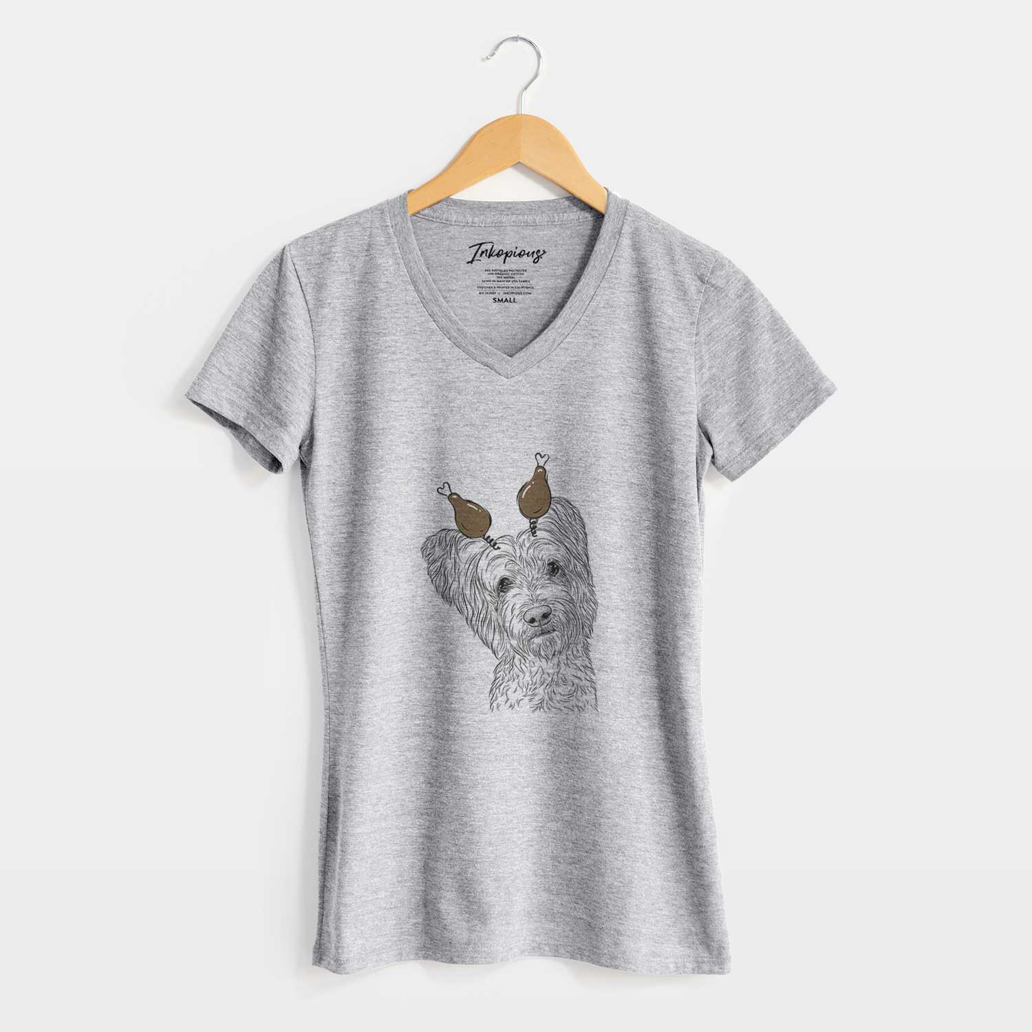 Thanksgiving Dexter the Terrier Mix - Women's V-neck Shirt