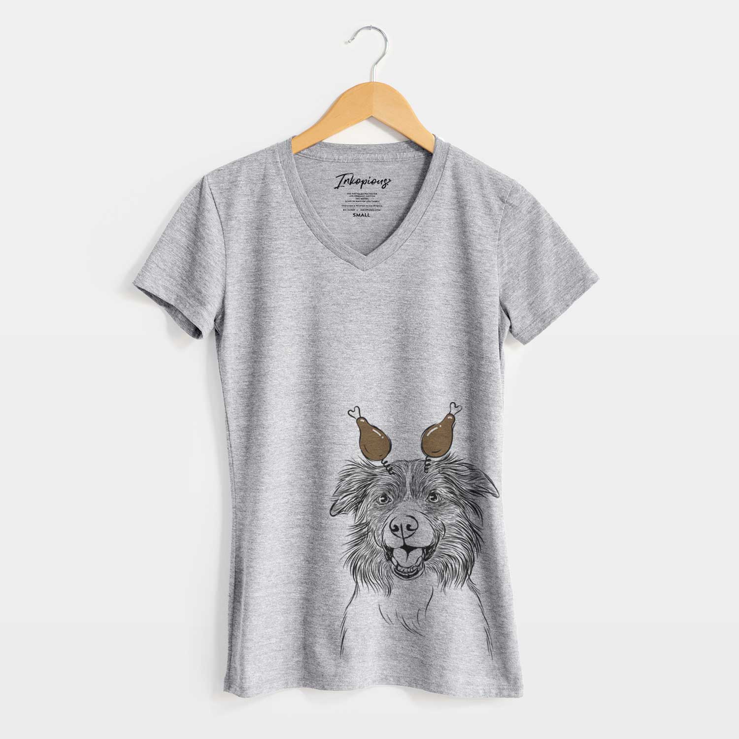 Thanksgiving Dizzy the Border Collie - Women's V-neck Shirt