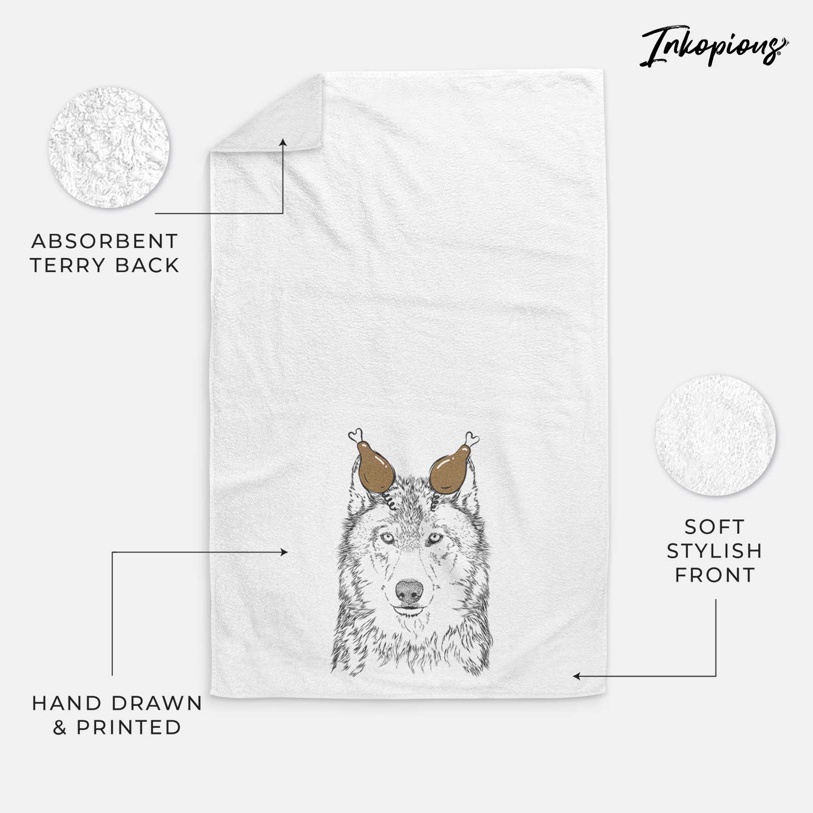 Django the Grey Wolf Decorative Hand Towel