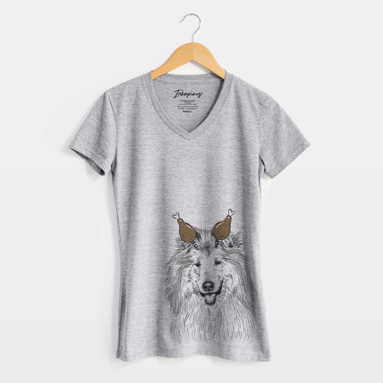 Thanksgiving Donnan the Rough Collie - Women's V-neck Shirt