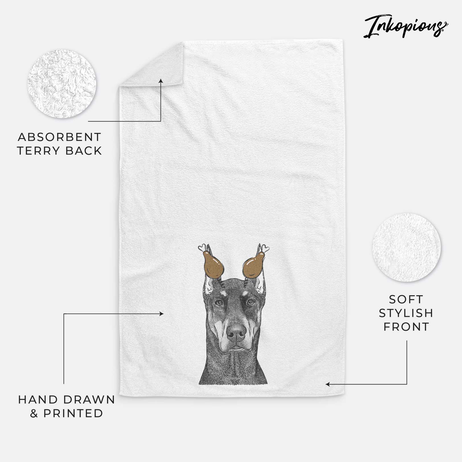 Drake the Doberman Pinscher Decorative Hand Towel