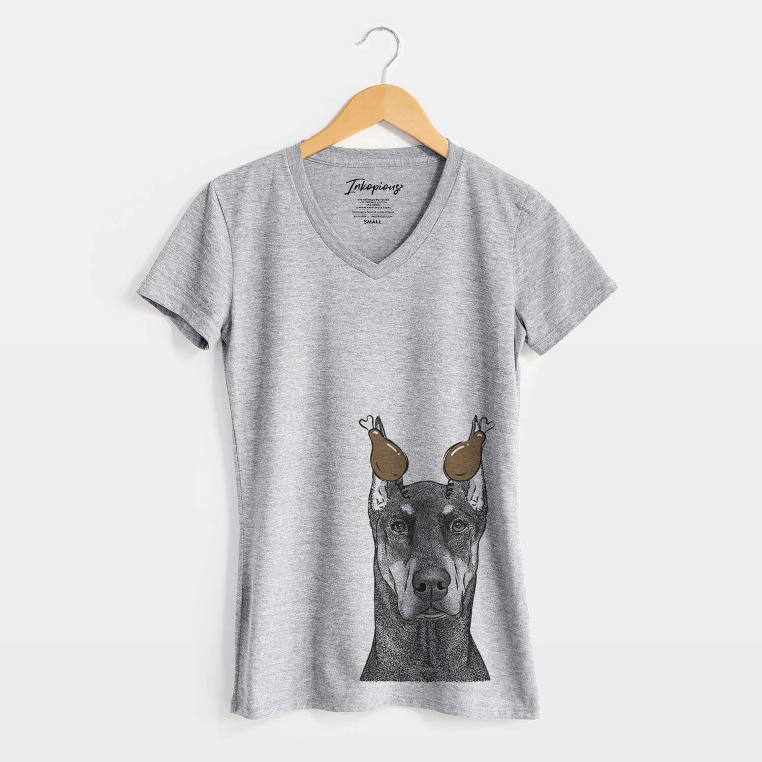 Thanksgiving Drake the Doberman Pinscher - Women's V-neck Shirt