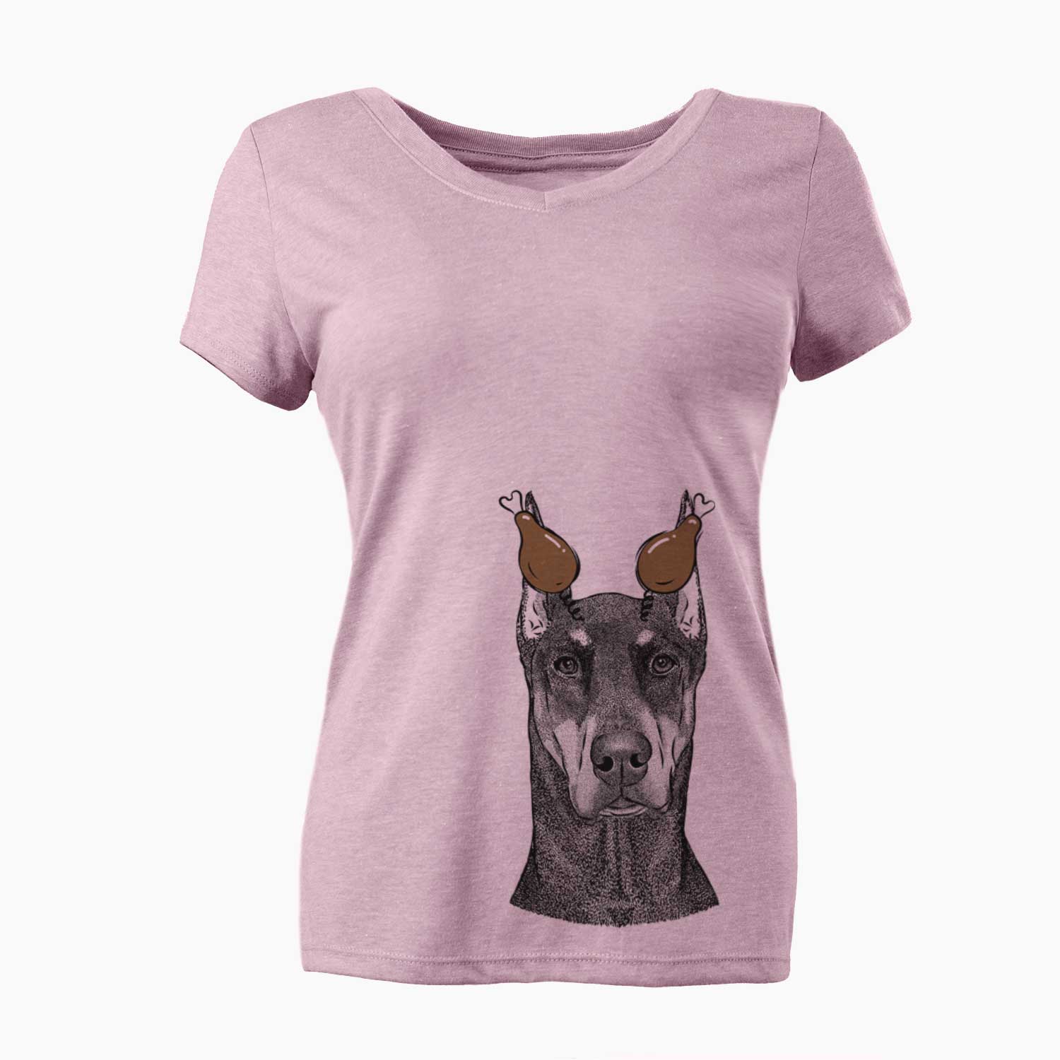 Thanksgiving Drake the Doberman Pinscher - Women's V-neck Shirt