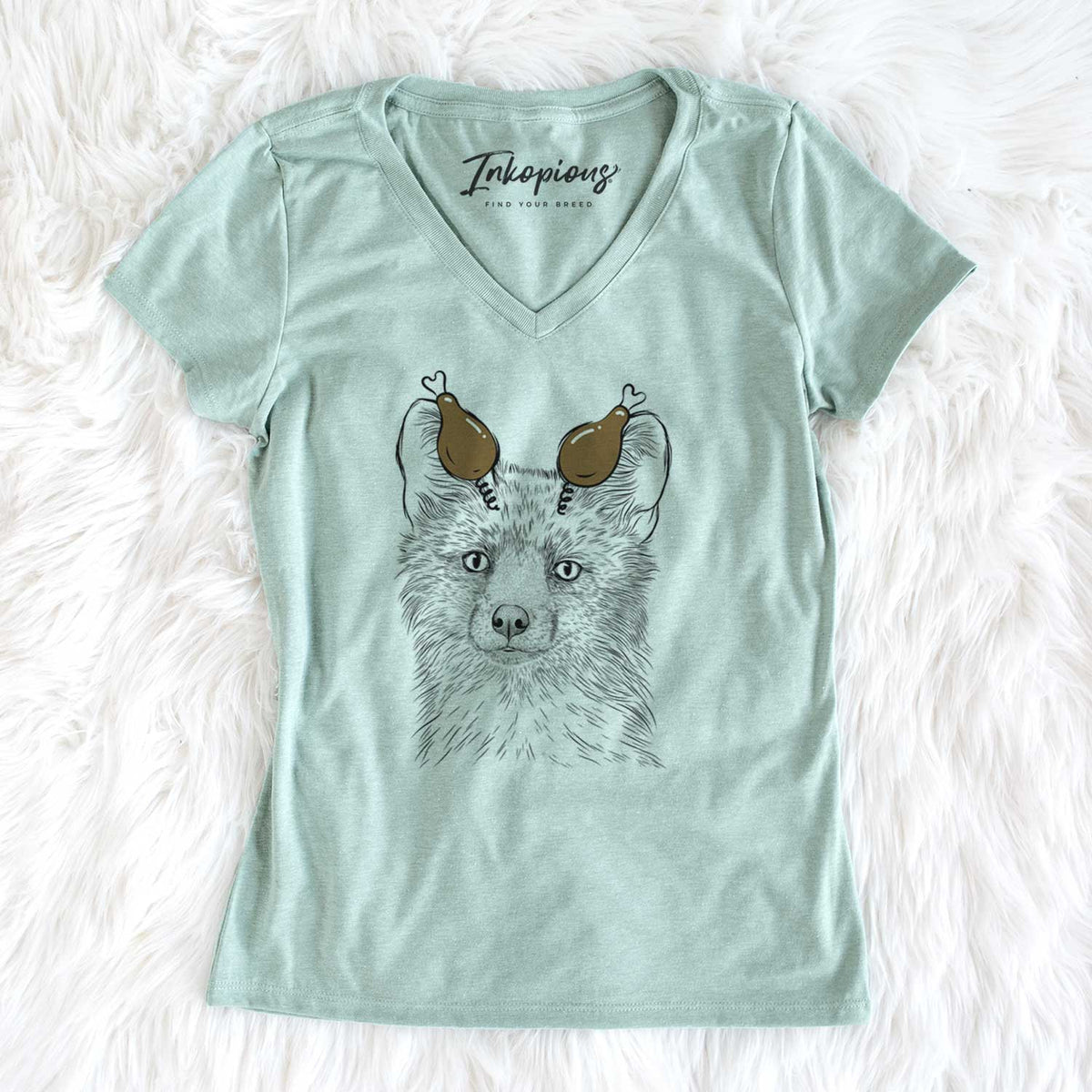 Thanksgiving Drax the Red Fox - Women's V-neck Shirt