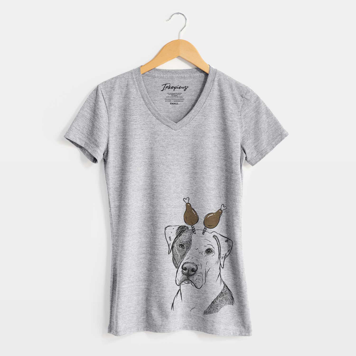 Thanksgiving Duke the American Staffordshire Terrier Mix - Women's V-neck Shirt