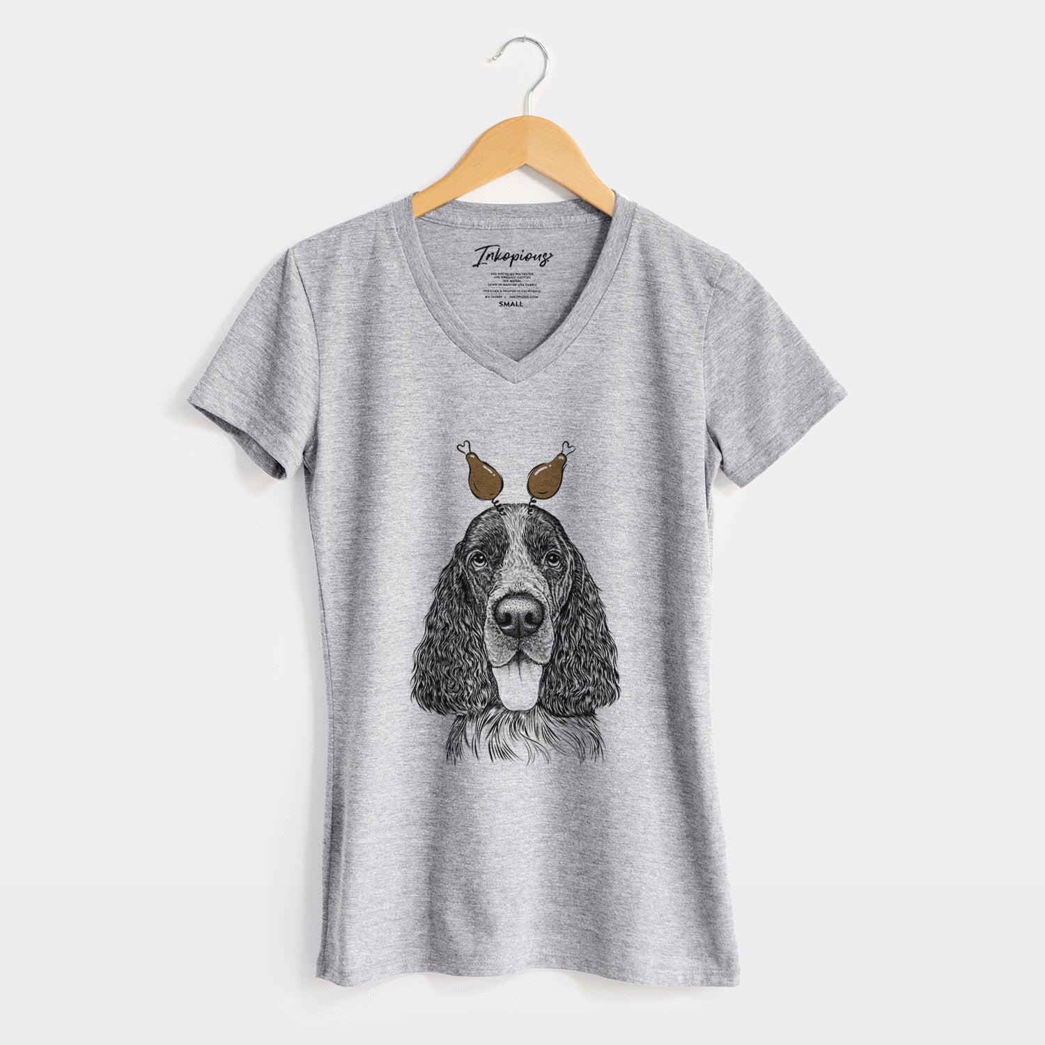 Thanksgiving Duke the English Springer Spaniel - Women's Perfect V-neck Shirt