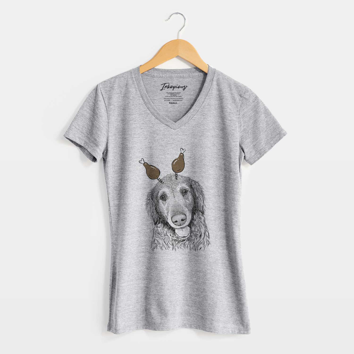 Thanksgiving Duncan the Golden Retriever - Women's V-neck Shirt