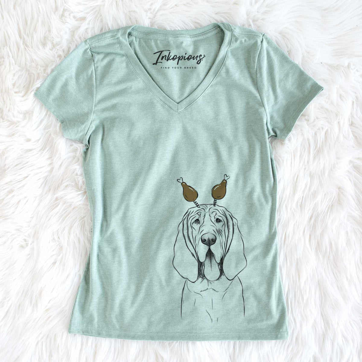 Thanksgiving Earl the Bloodhound - Women&#39;s V-neck Shirt