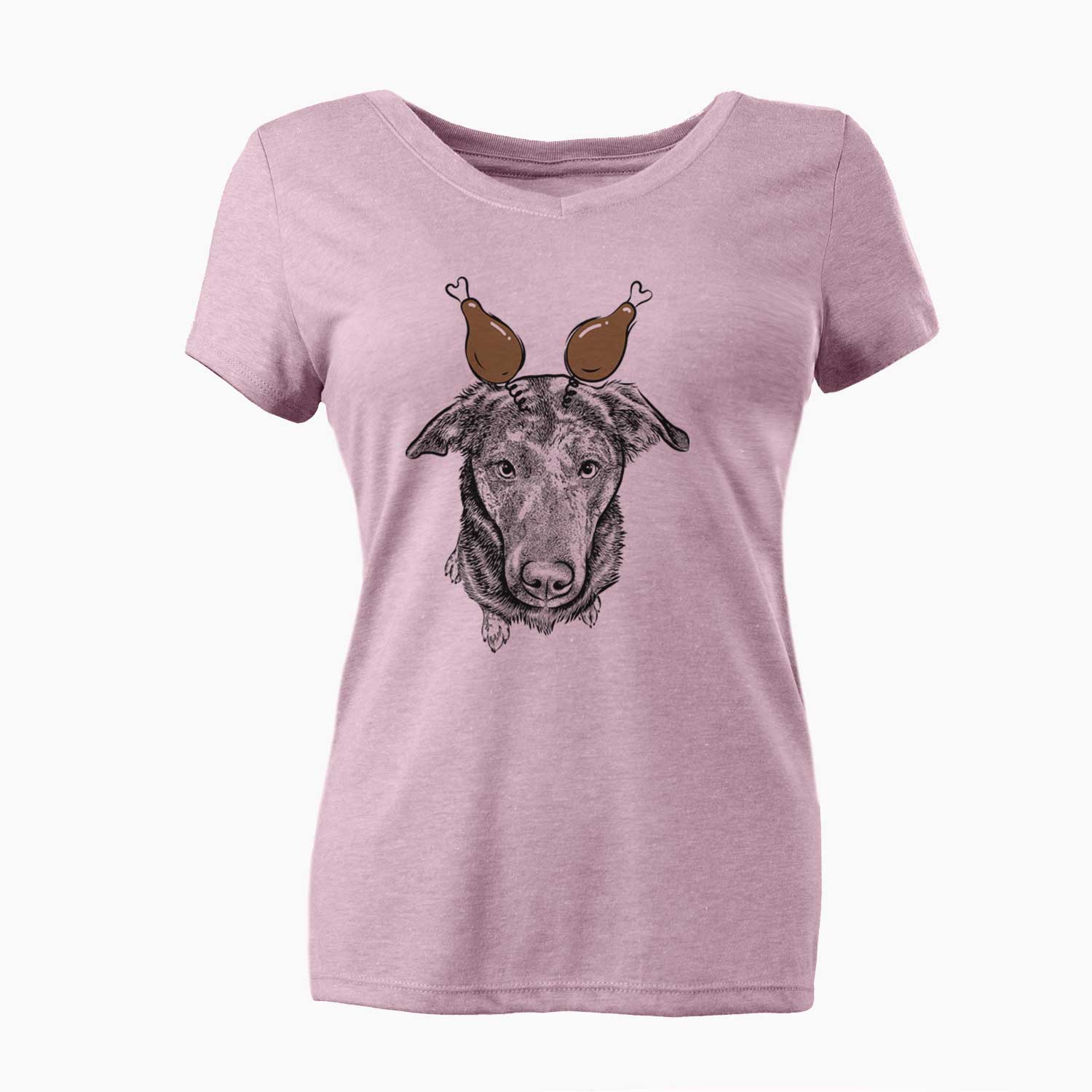 Thanksgiving Echo the Pitbull Beagle Mix - Women's V-neck Shirt