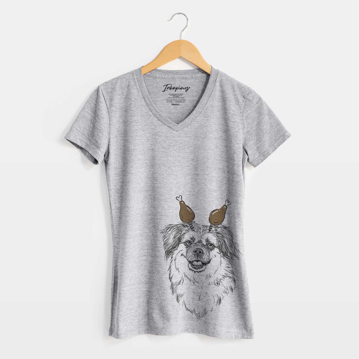 Thanksgiving Ed the Tibetan Spaniel - Women's V-neck Shirt