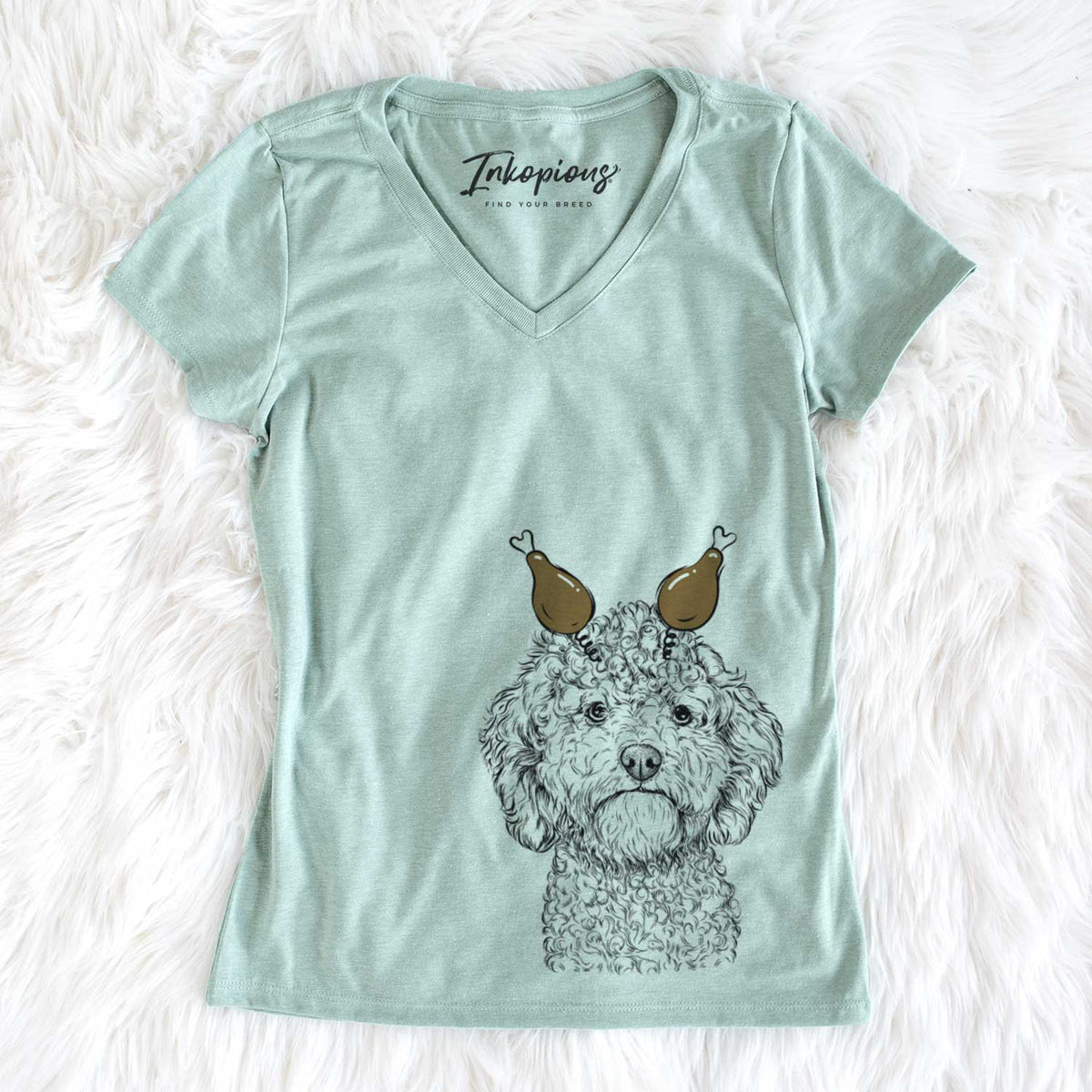 Thanksgiving Edgar the Shihpoo - Women&#39;s V-neck Shirt