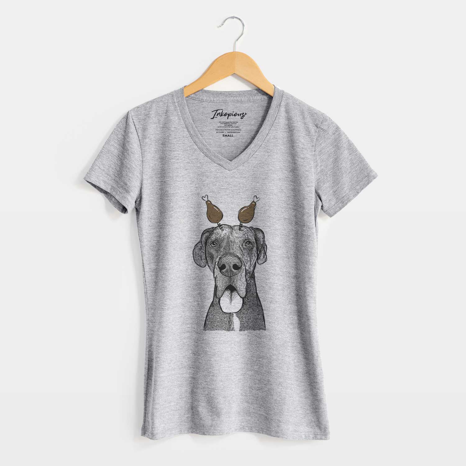 Thanksgiving Eli the Great Dane - Women's V-neck Shirt