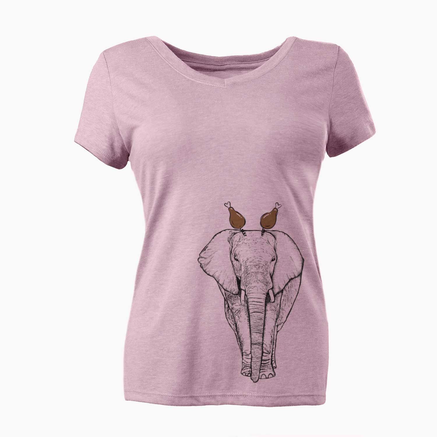 Thanksgiving Ella the Elephant - Women's V-neck Shirt