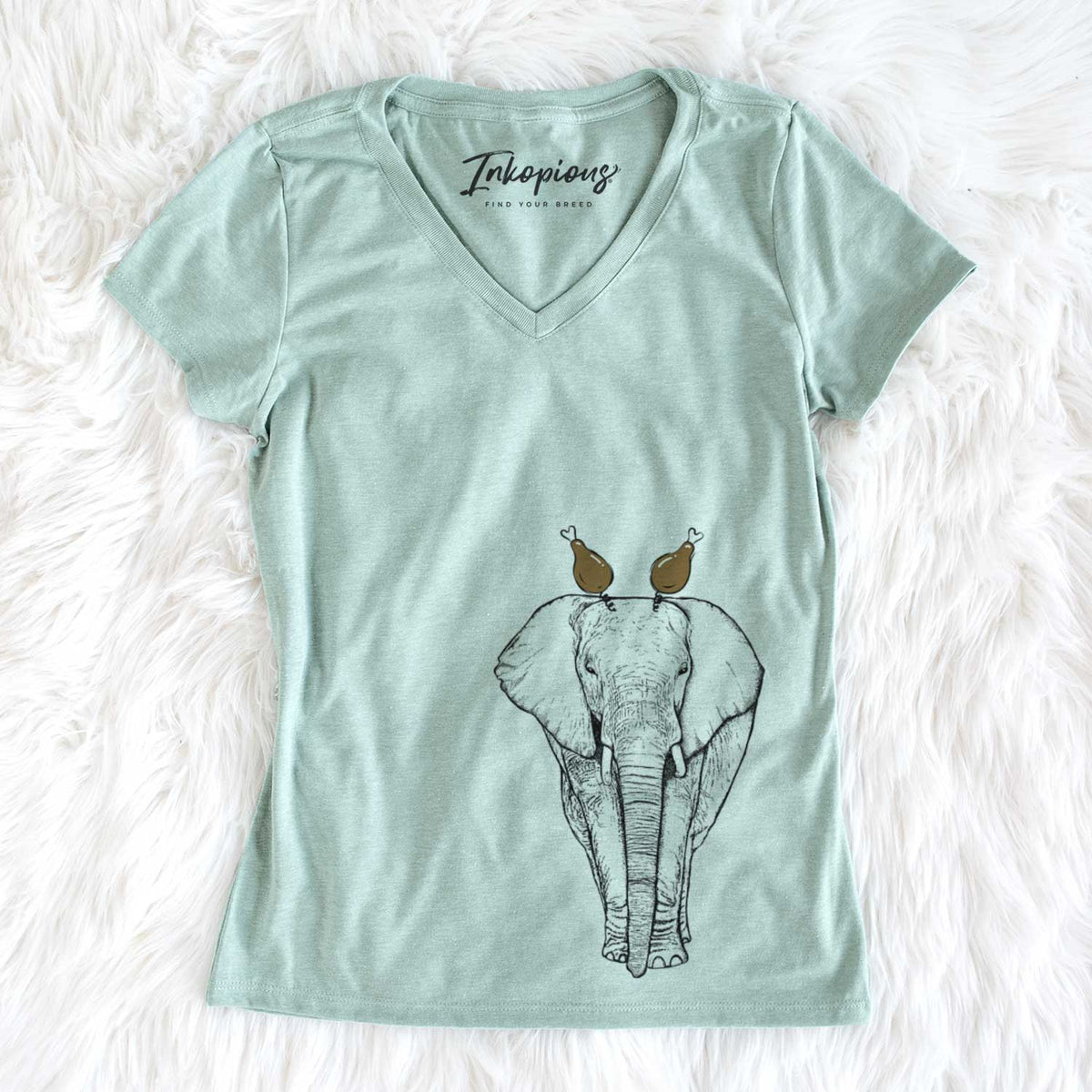 Thanksgiving Ella the Elephant - Women&#39;s V-neck Shirt