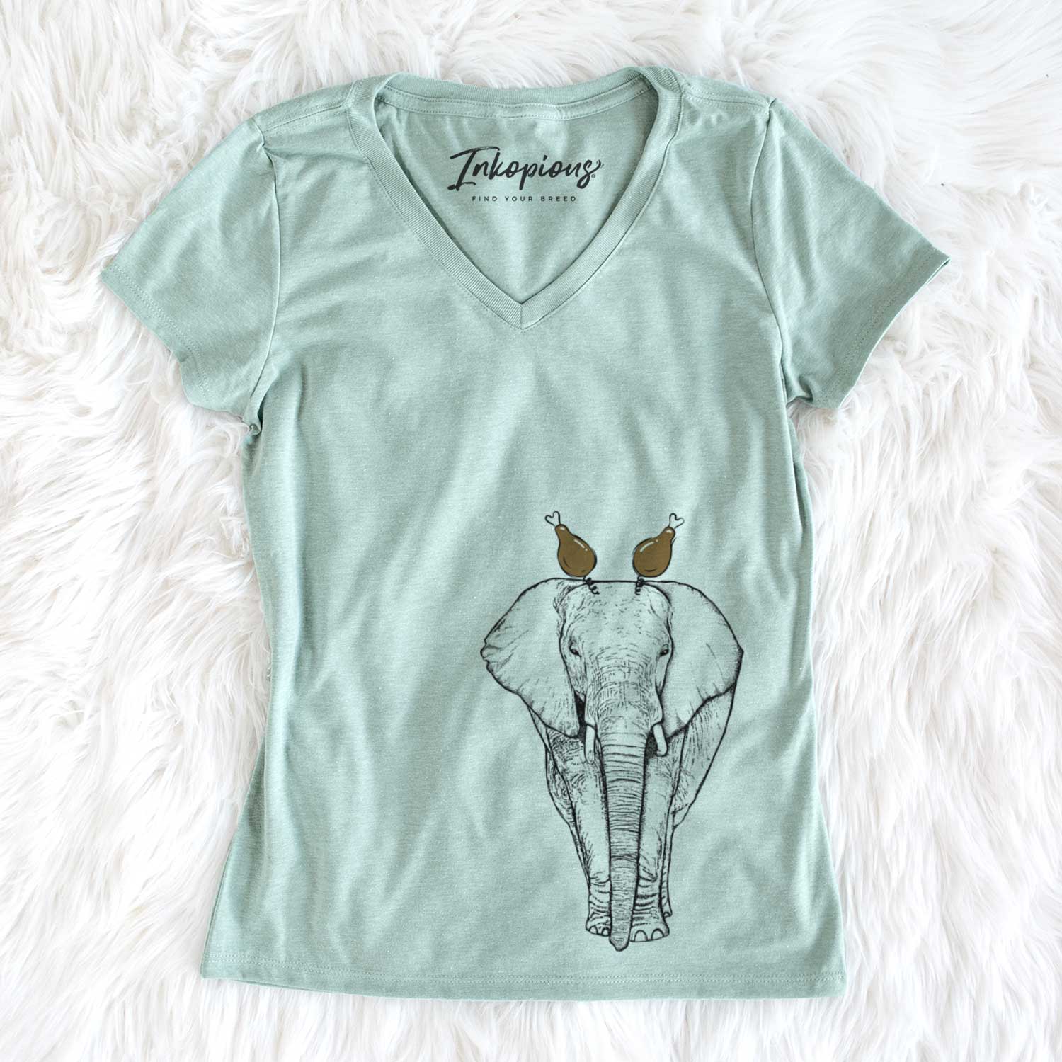 Thanksgiving Ella the Elephant - Women's V-neck Shirt