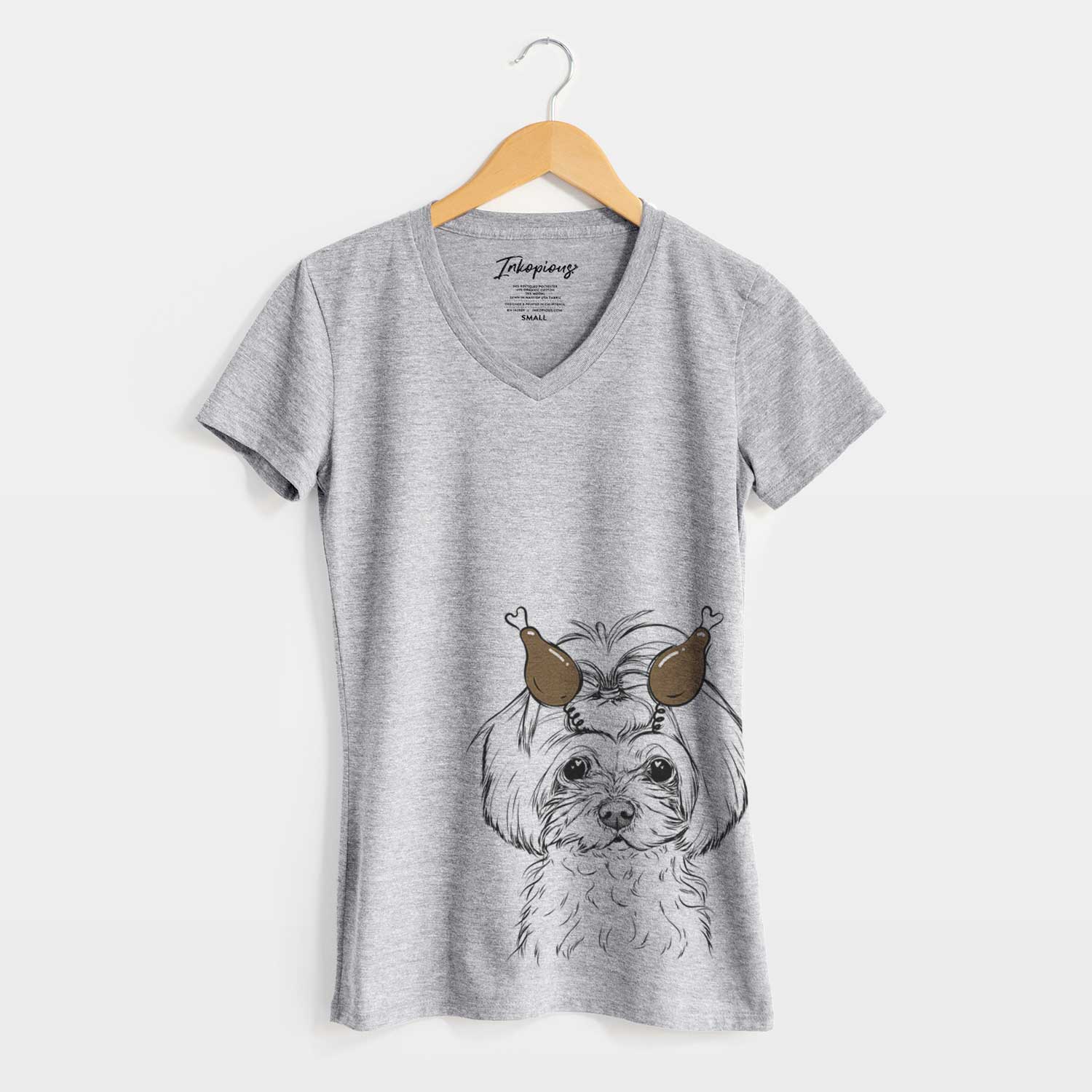 Thanksgiving Ellie the Maltese - Women's V-neck Shirt