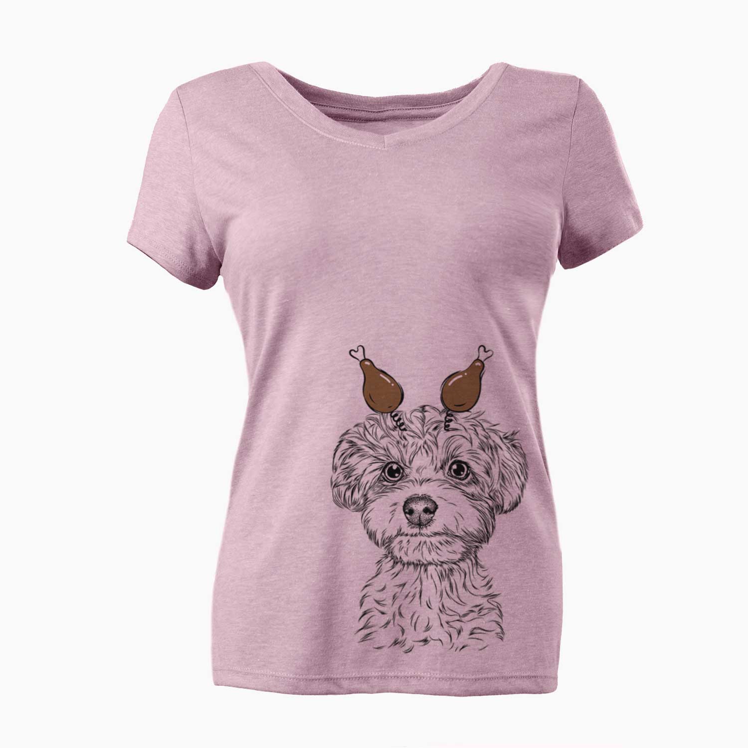 Thanksgiving Elliott the Yorkiepoo - Women's V-neck Shirt