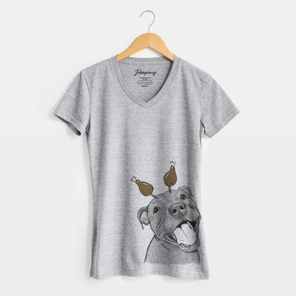 Thanksgiving Eloise the Pitbull Mix - Women's V-neck Shirt
