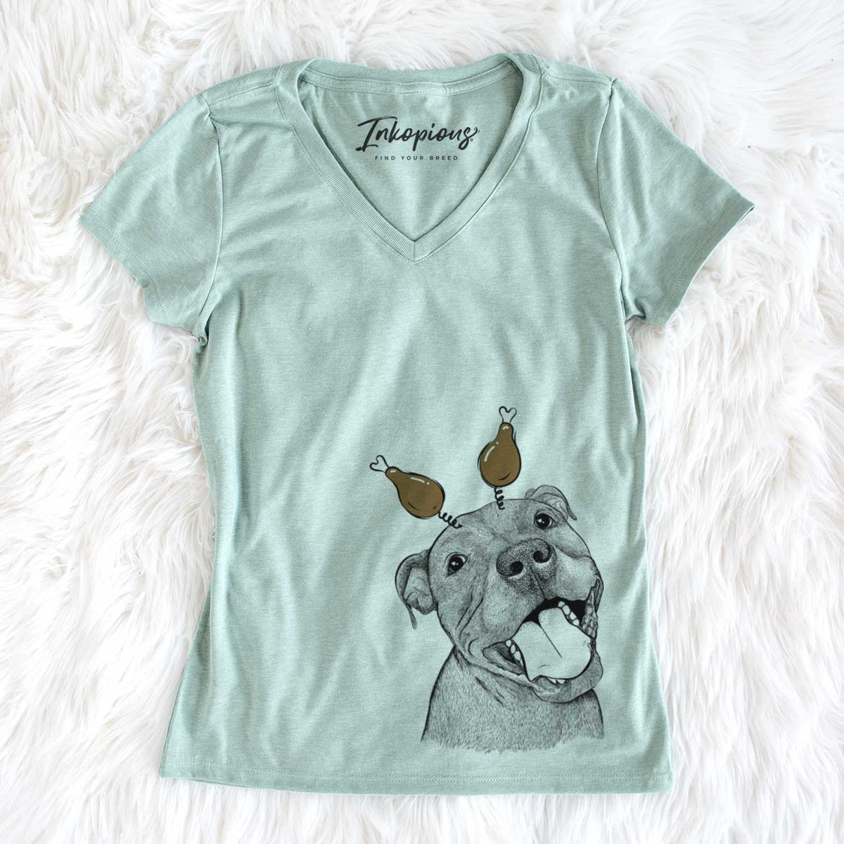 Thanksgiving Eloise the Pitbull Mix - Women&#39;s V-neck Shirt