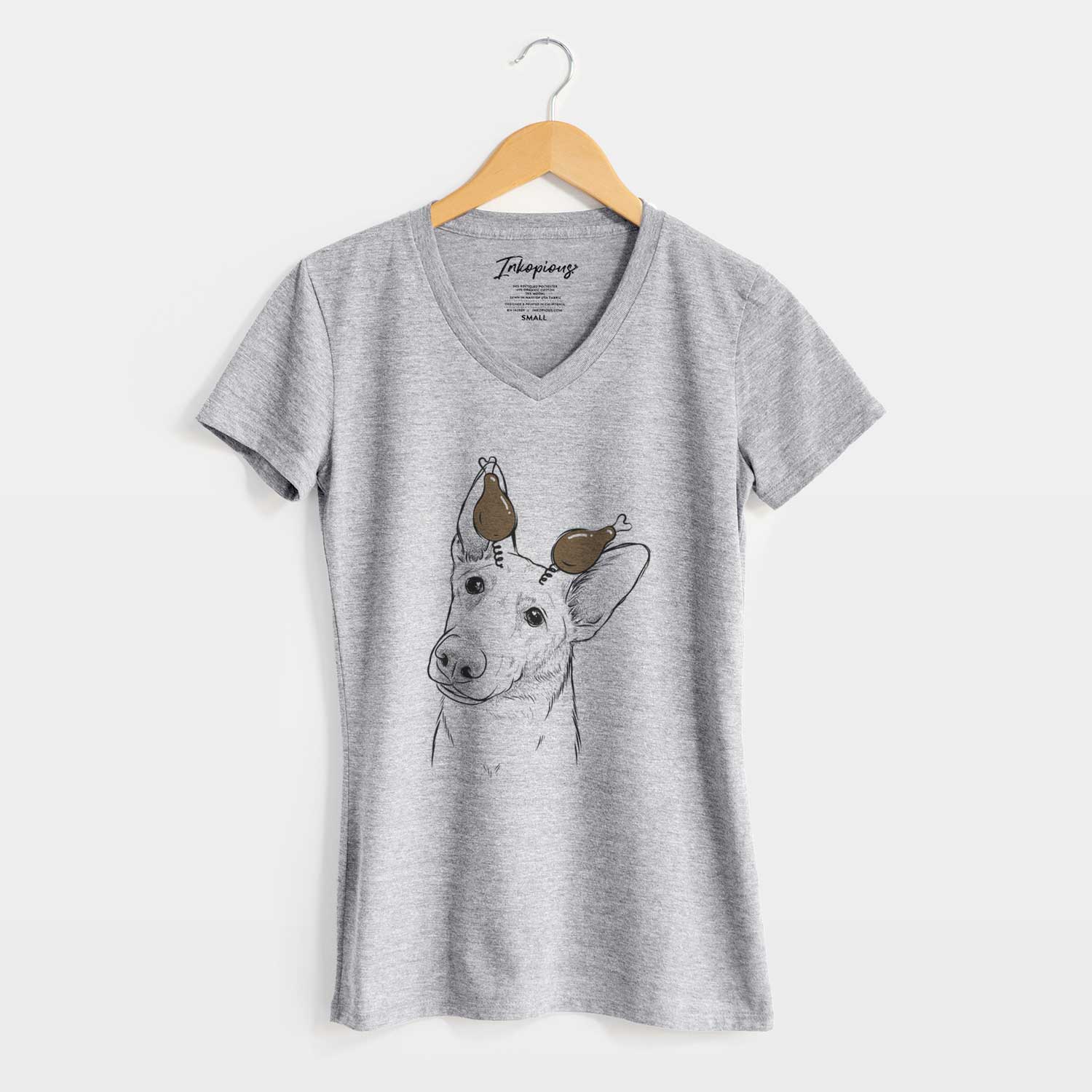 Thanksgiving Elsa the German Shepherd - Women's V-neck Shirt