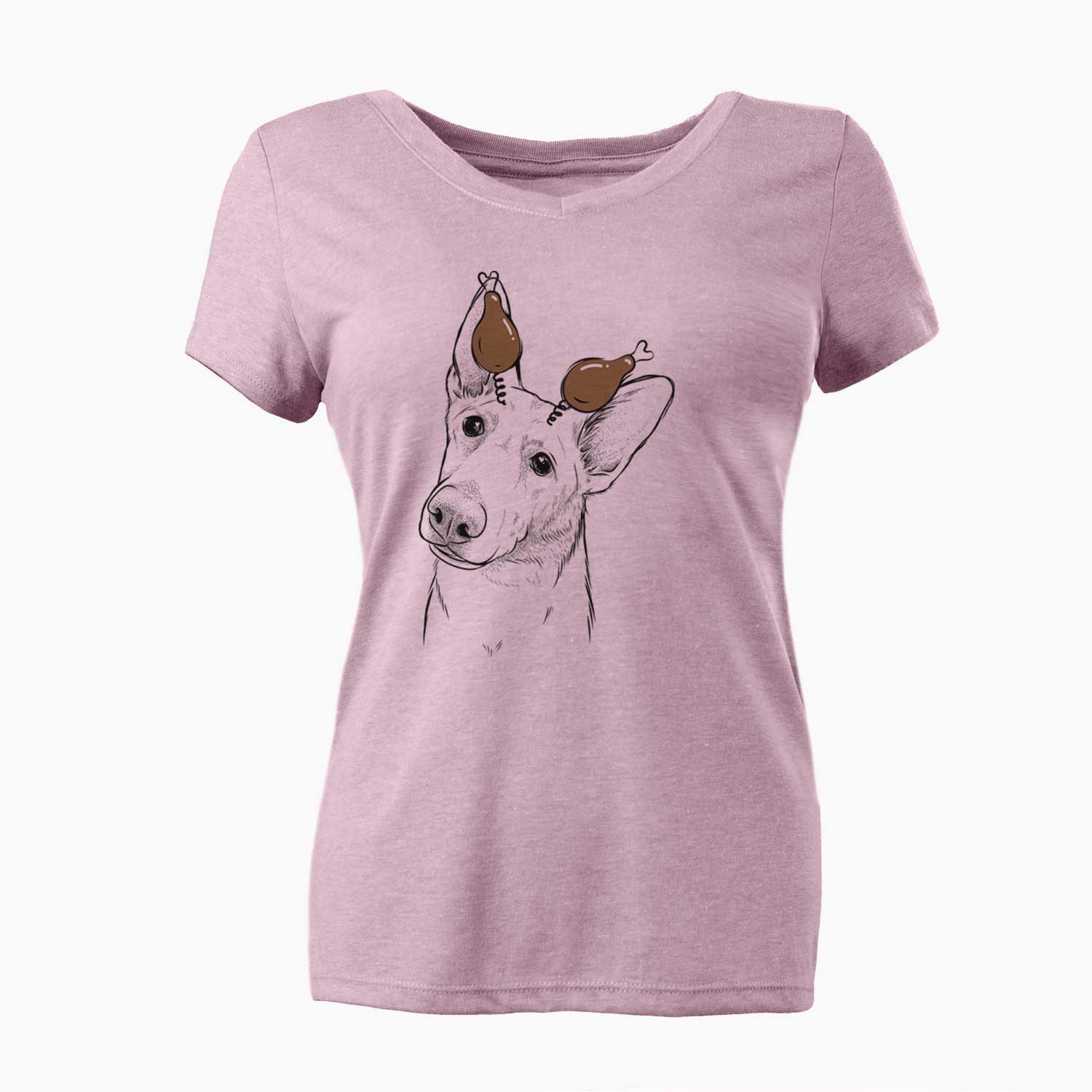 Thanksgiving Elsa the German Shepherd - Women's V-neck Shirt