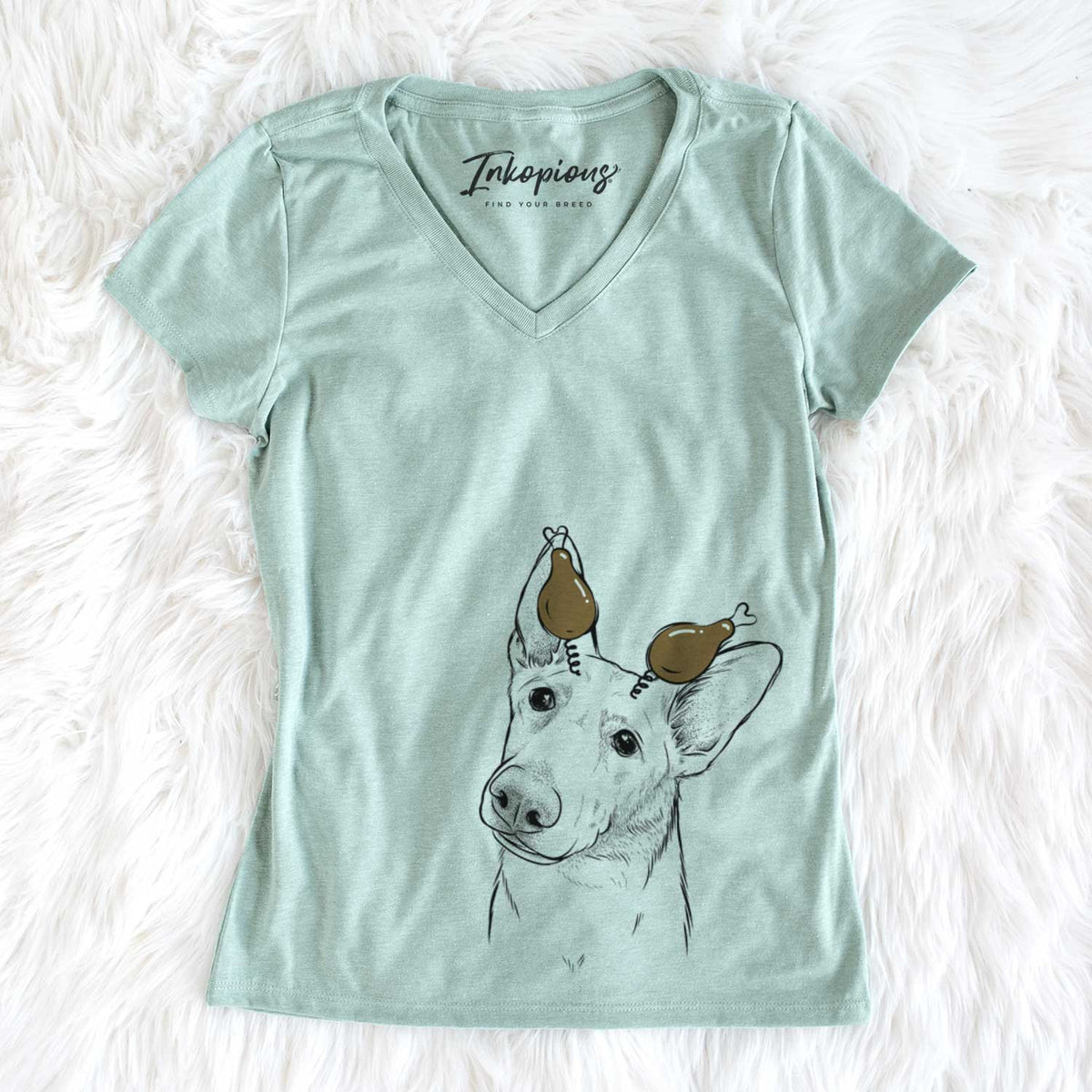 Thanksgiving Elsa the German Shepherd - Women&#39;s V-neck Shirt