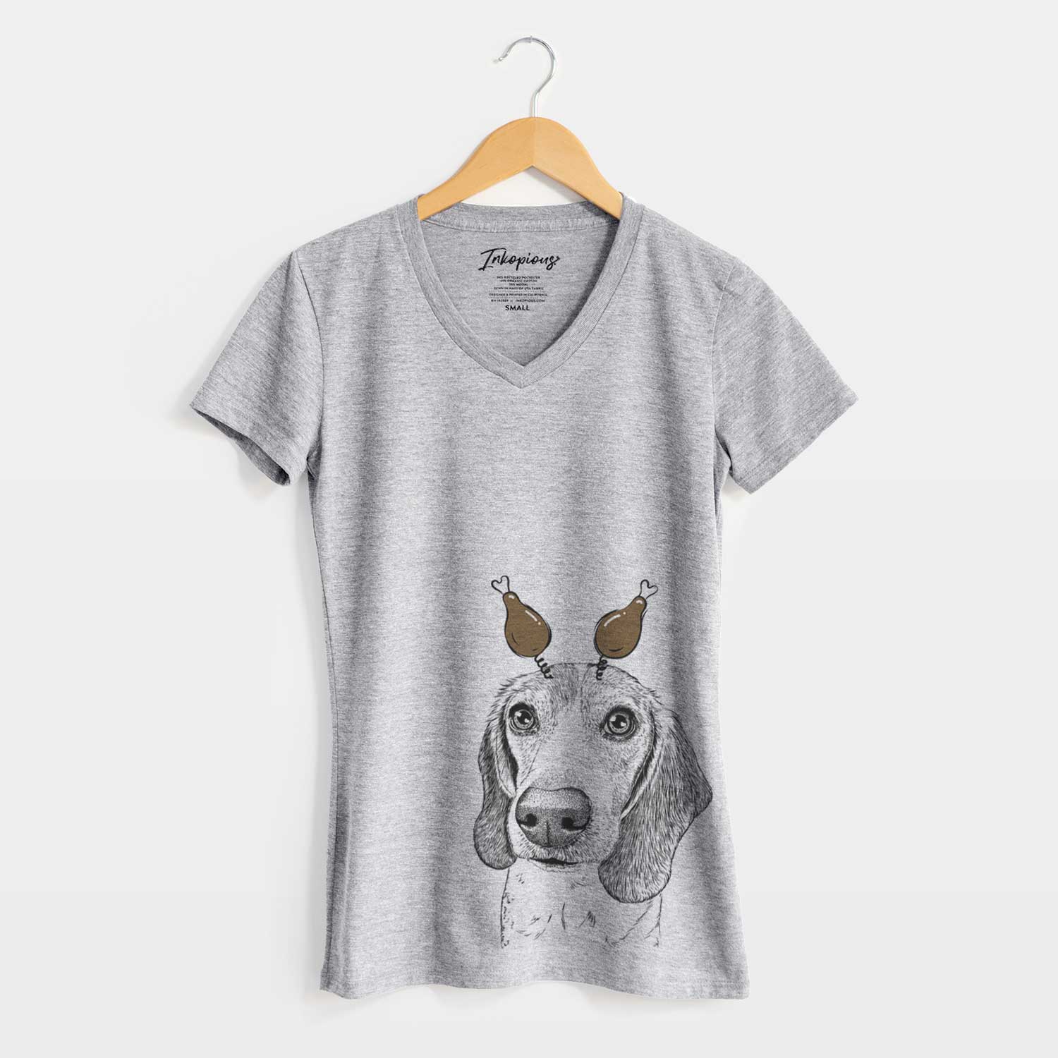 Thanksgiving Elvis the Bluetick Beagle - Women's V-neck Shirt