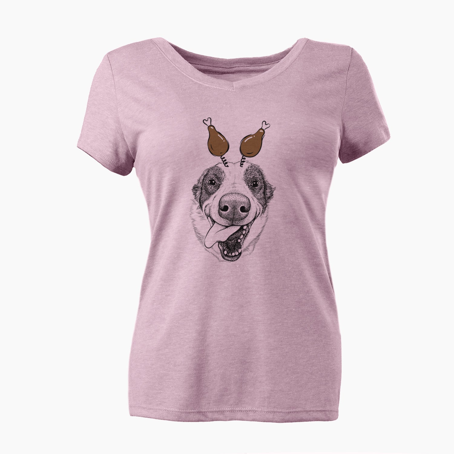 Thanksgiving Elwood the Border Collie - Women's Perfect V-neck Shirt