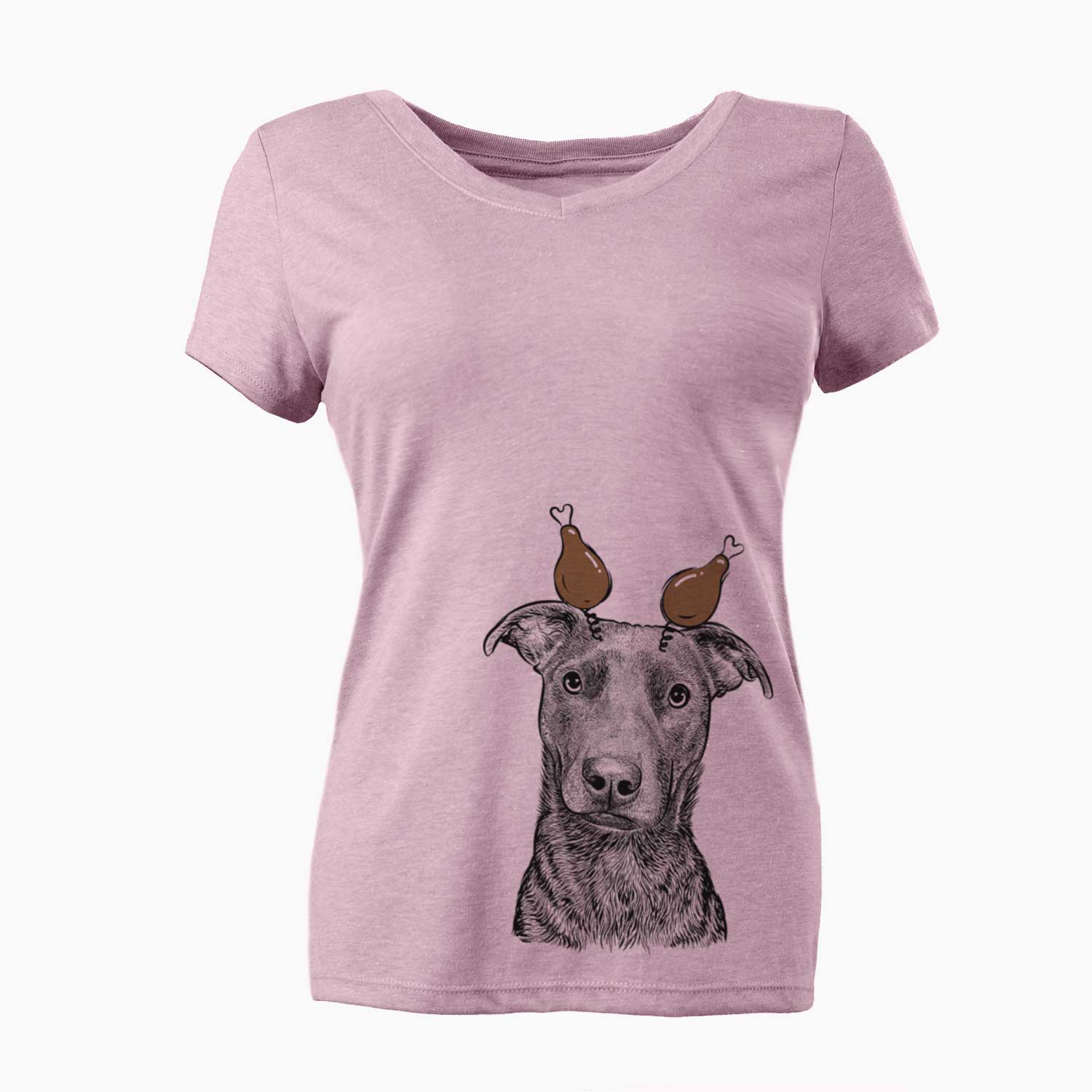 Thanksgiving Embyr the Mixed Breed - Women's V-neck Shirt